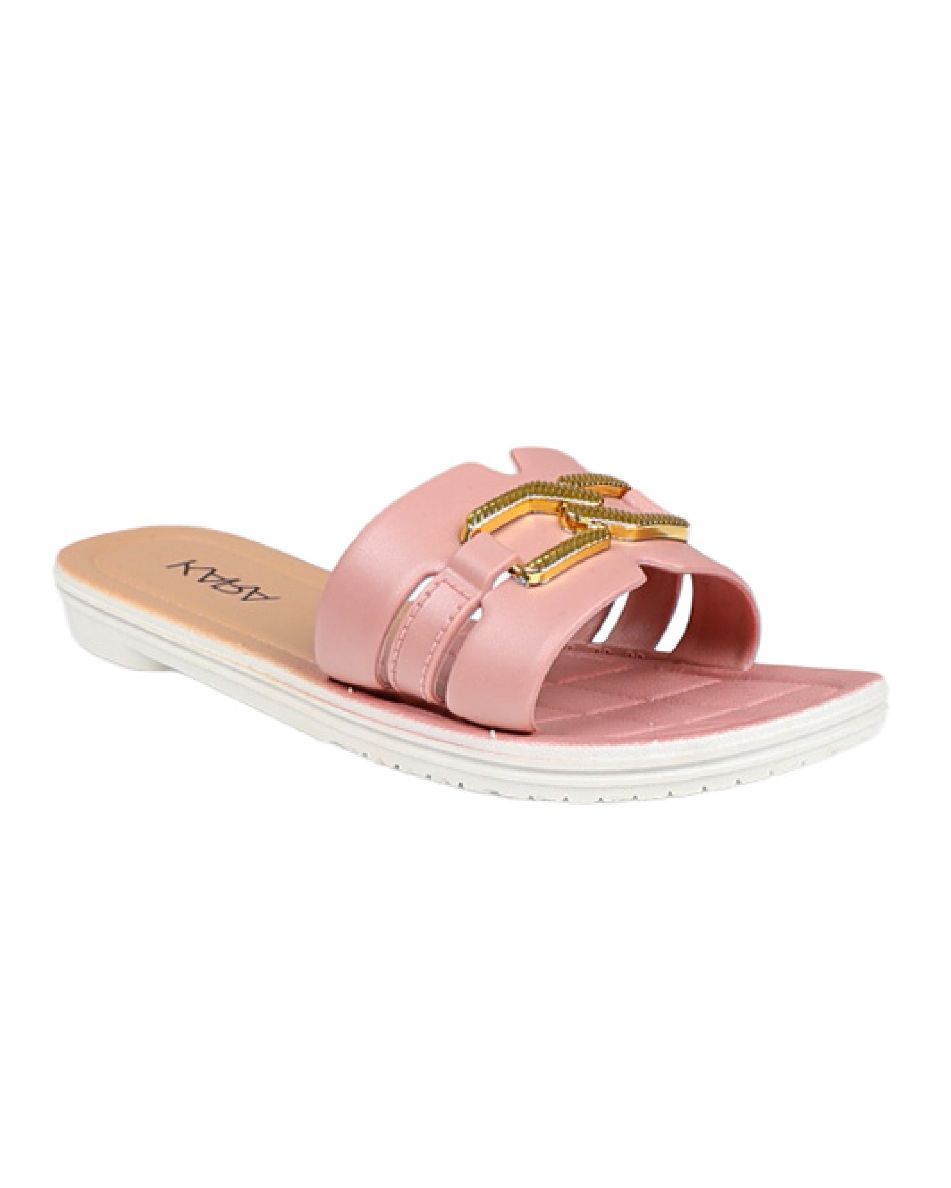 Mink Buckle Detail Resort Mule