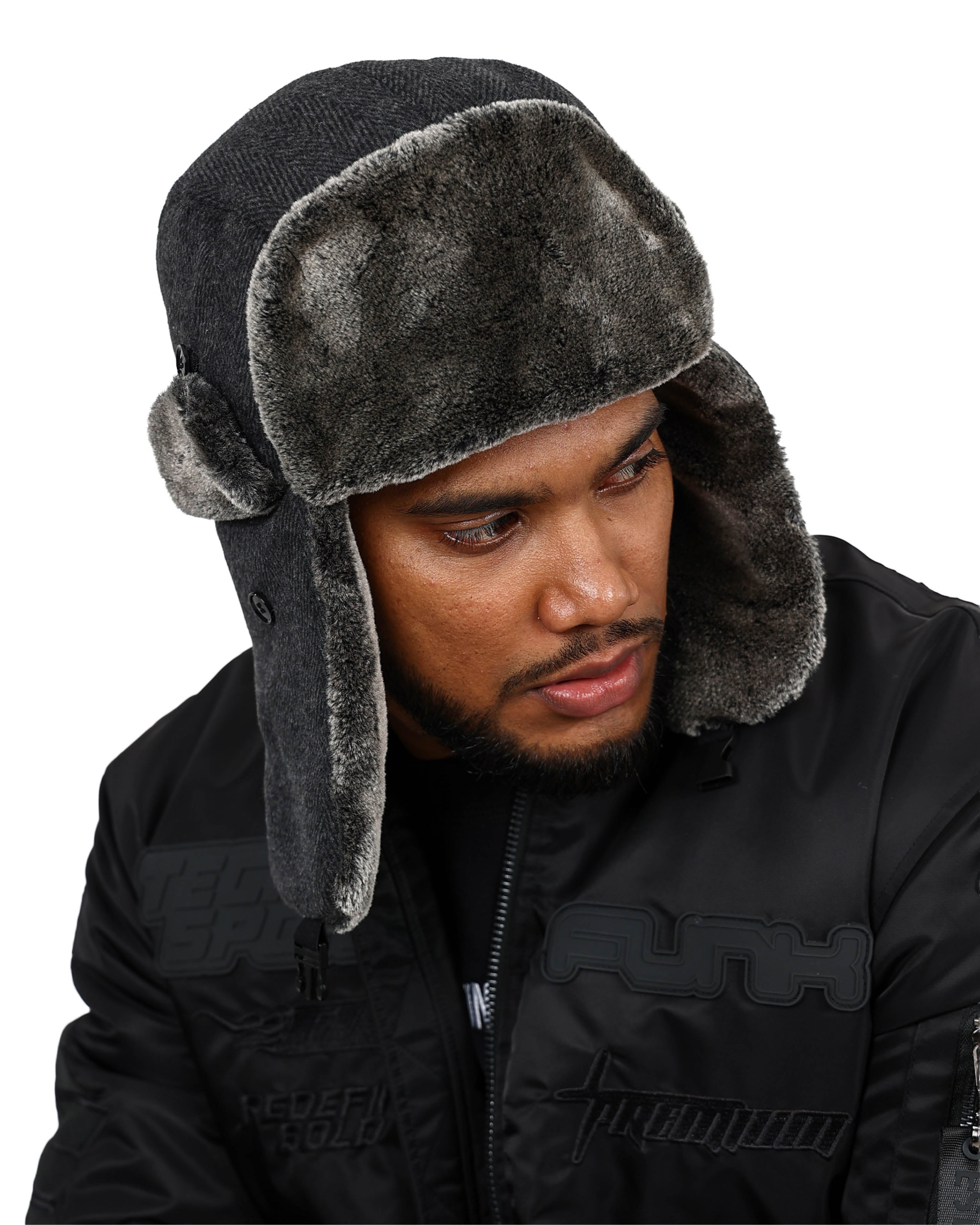 Black Waterproof Trapper Winter Hat