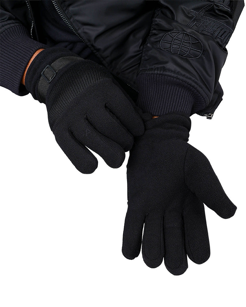 Black Adjustable Polar Fleece Gloves