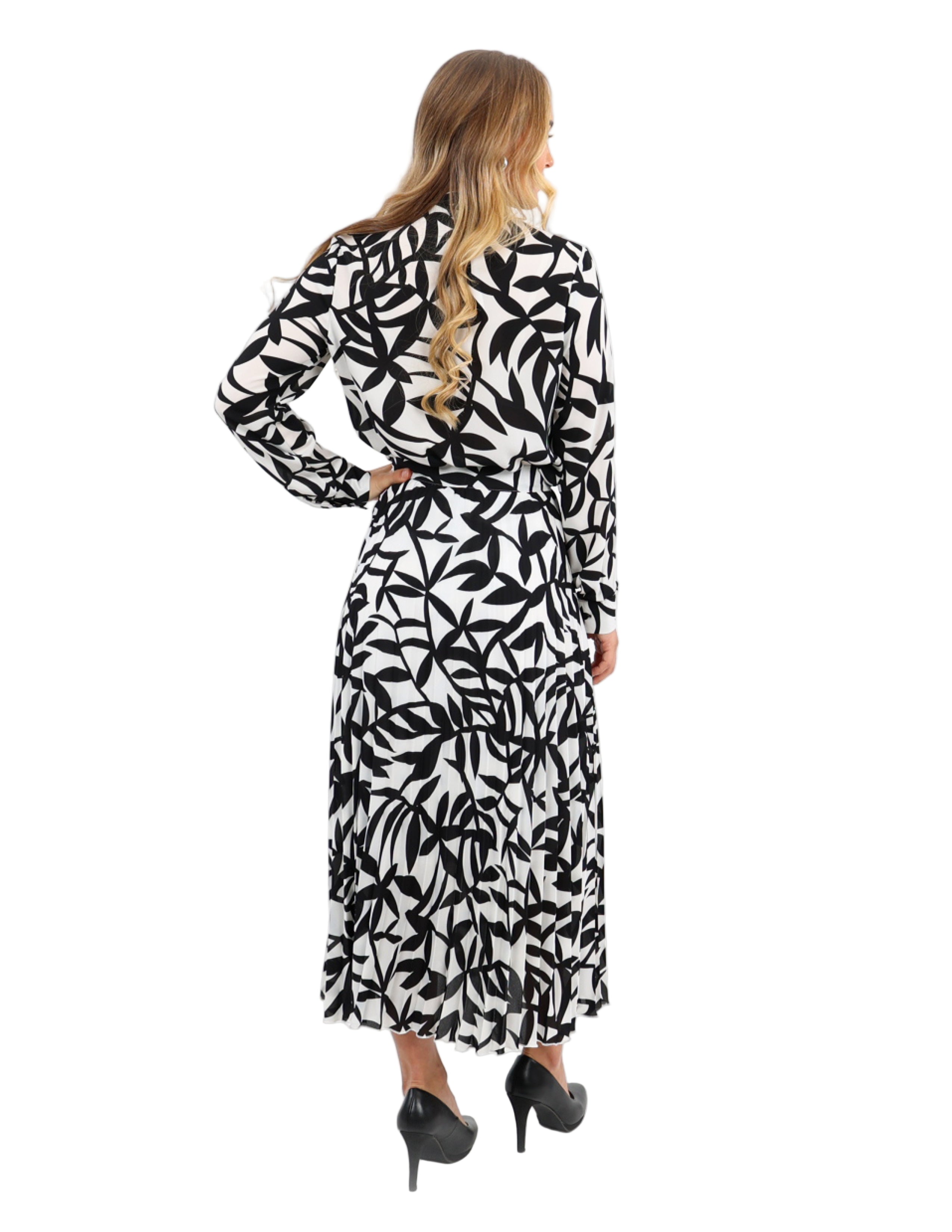 Geometric Print Pleated Maxi Skirt