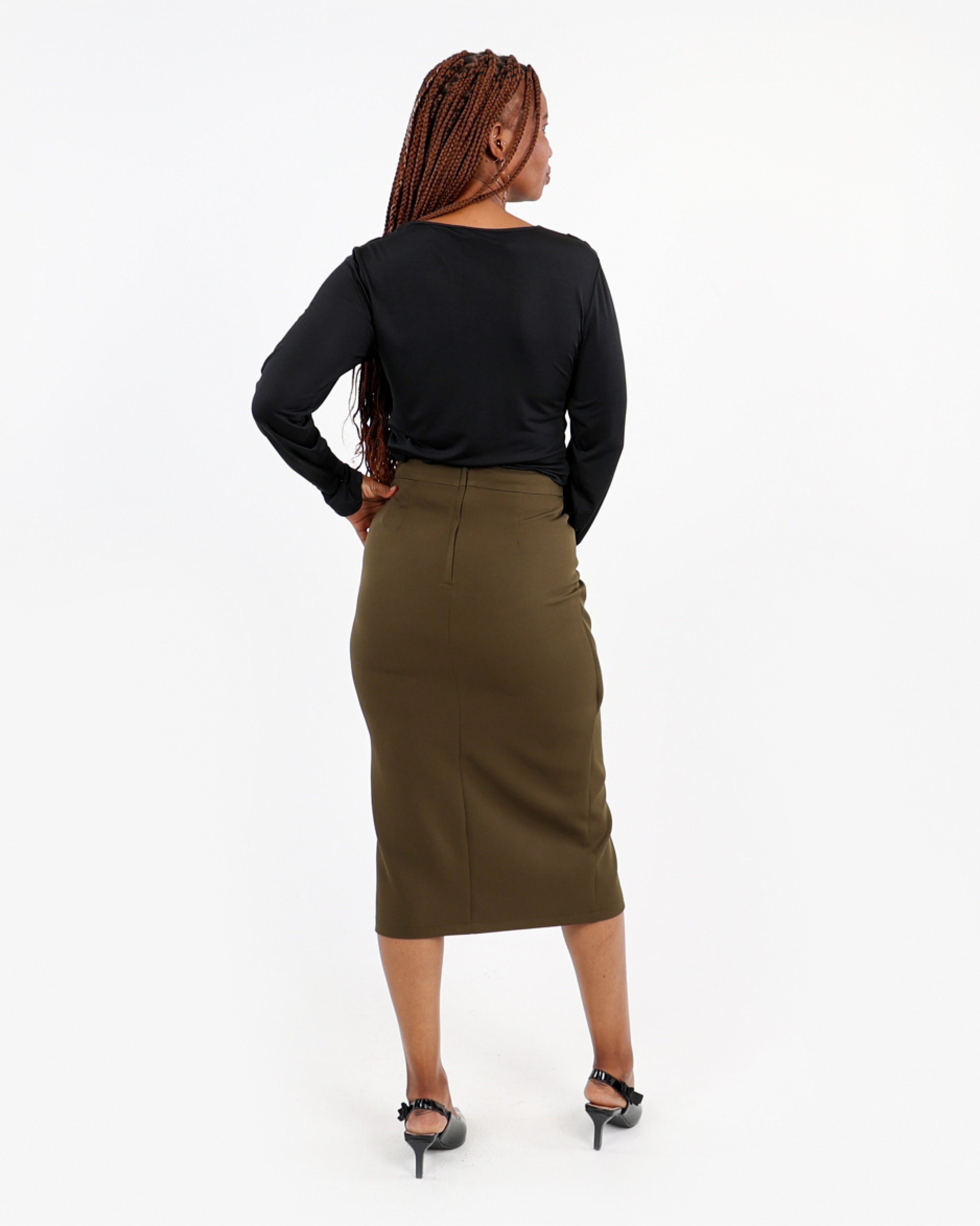Wrap Trim Midi Skirt
