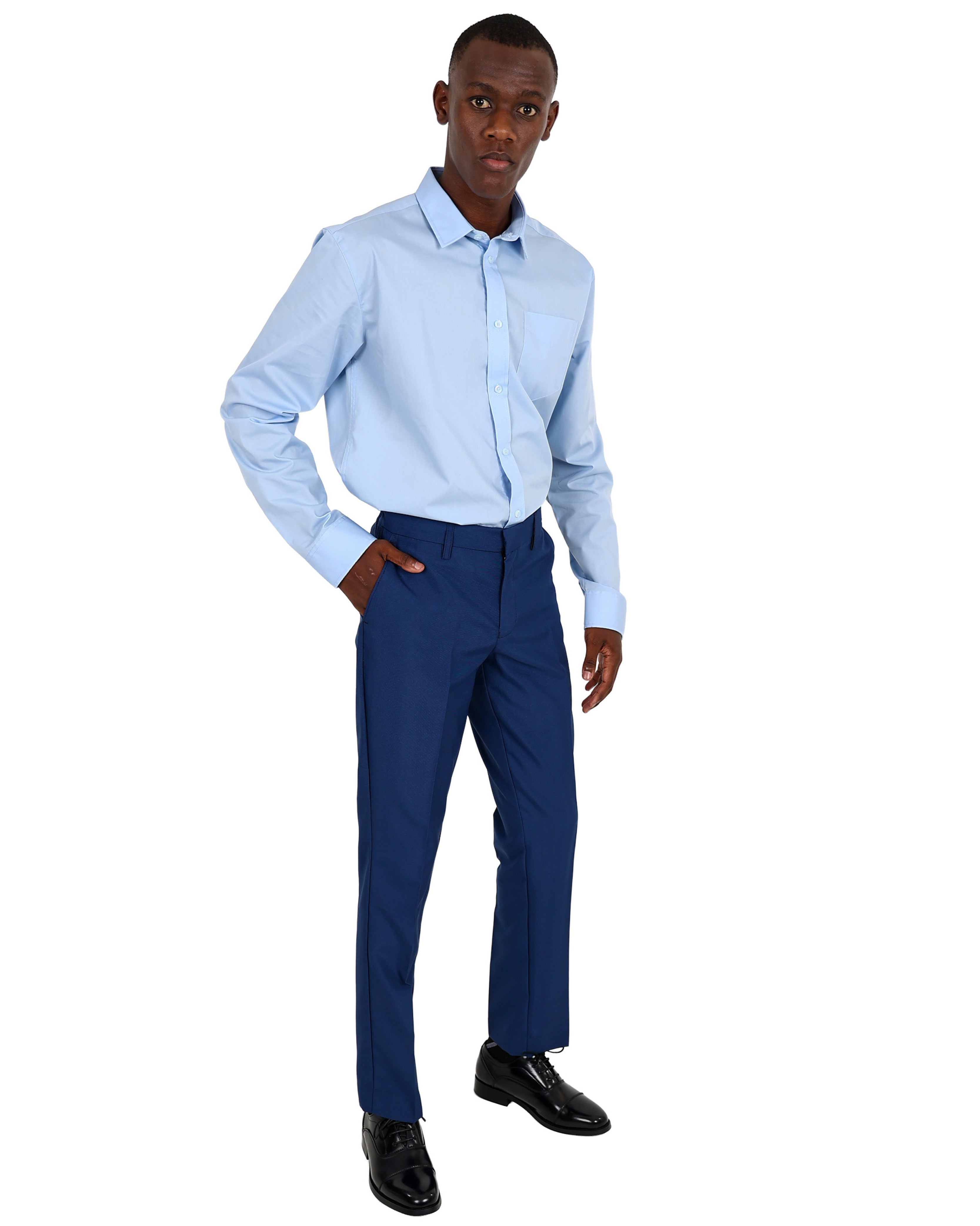 Matt Blue Slim Fit Classic Formal Trouser