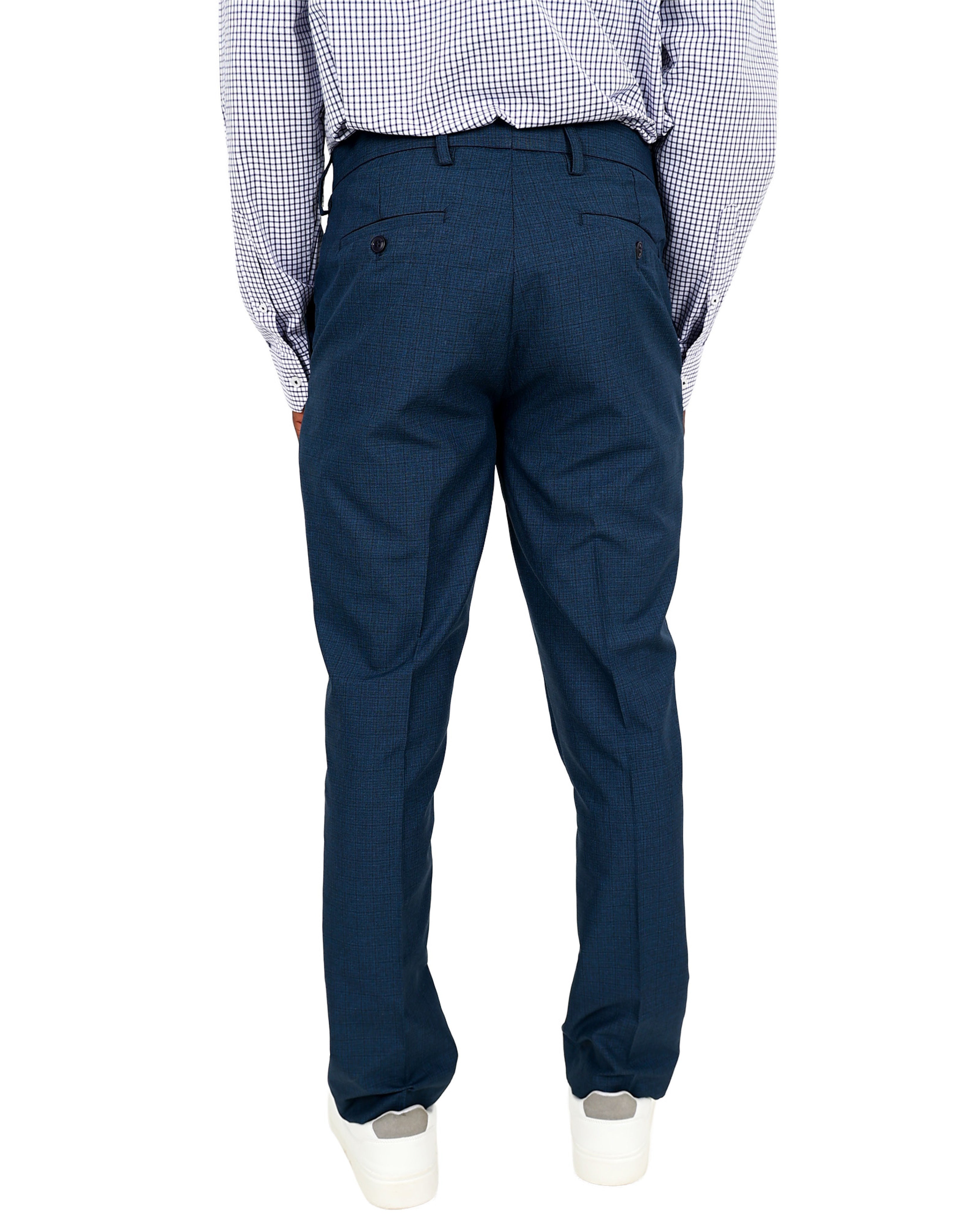 Slim Fit Navy Subtle Check Formal Trouser