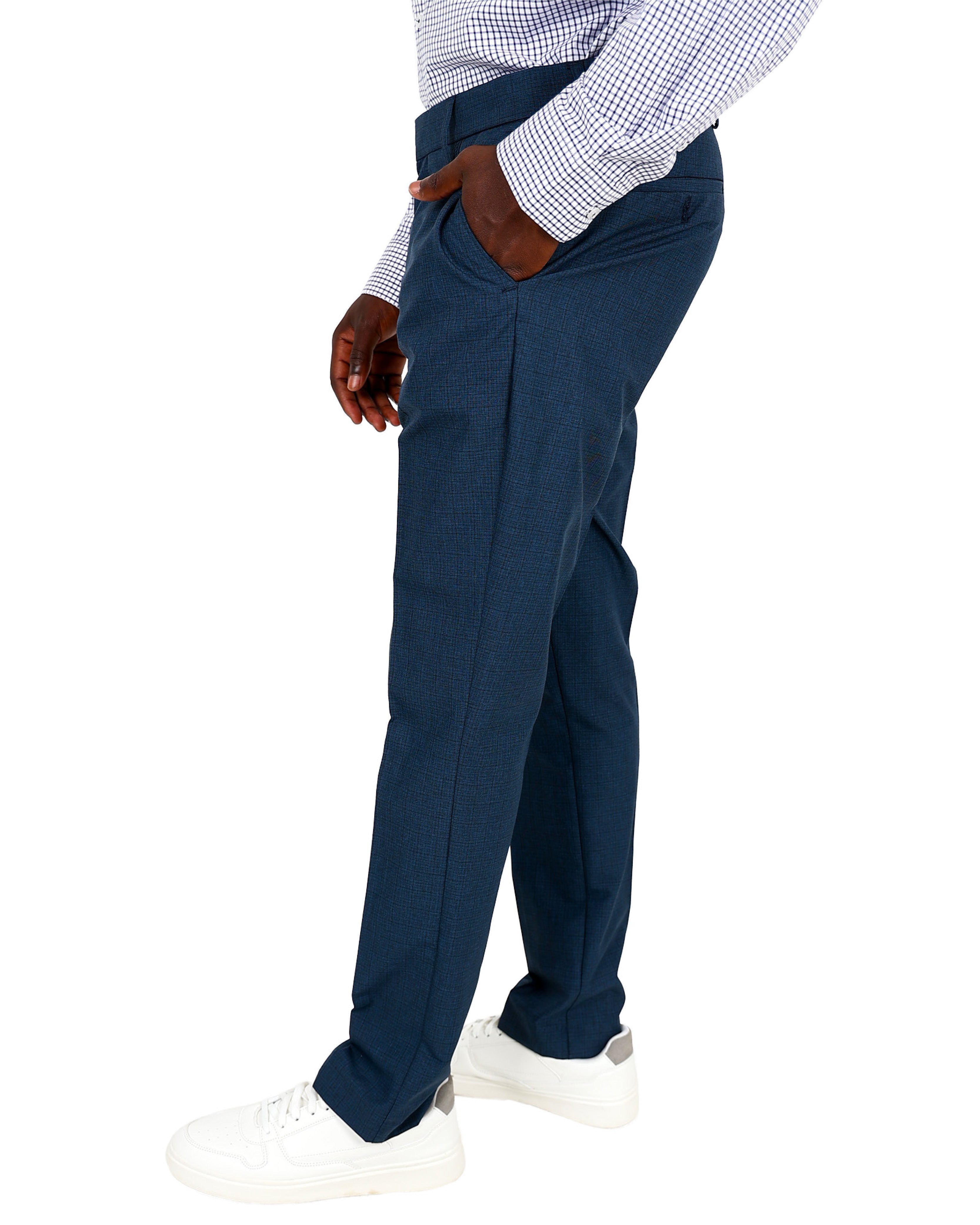 Slim Fit Navy Subtle Check Formal Trouser