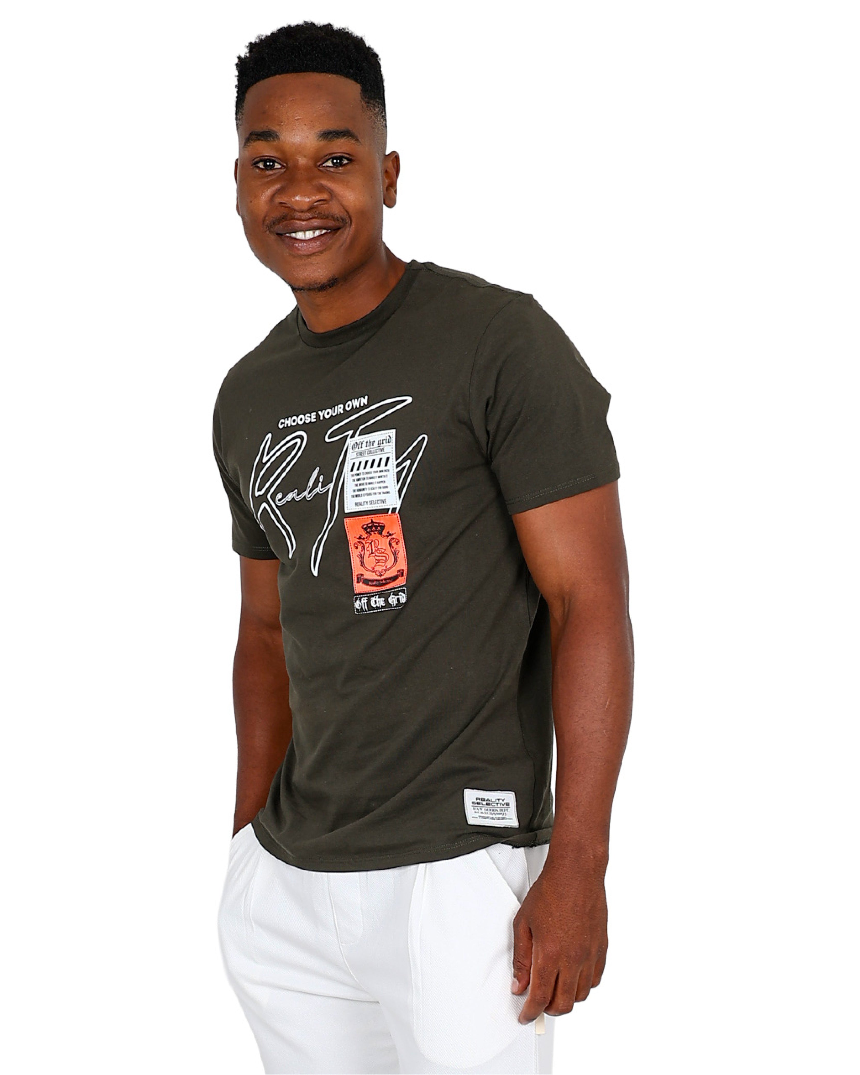 Short Sleeve Green Reality Graphic T-Shirt