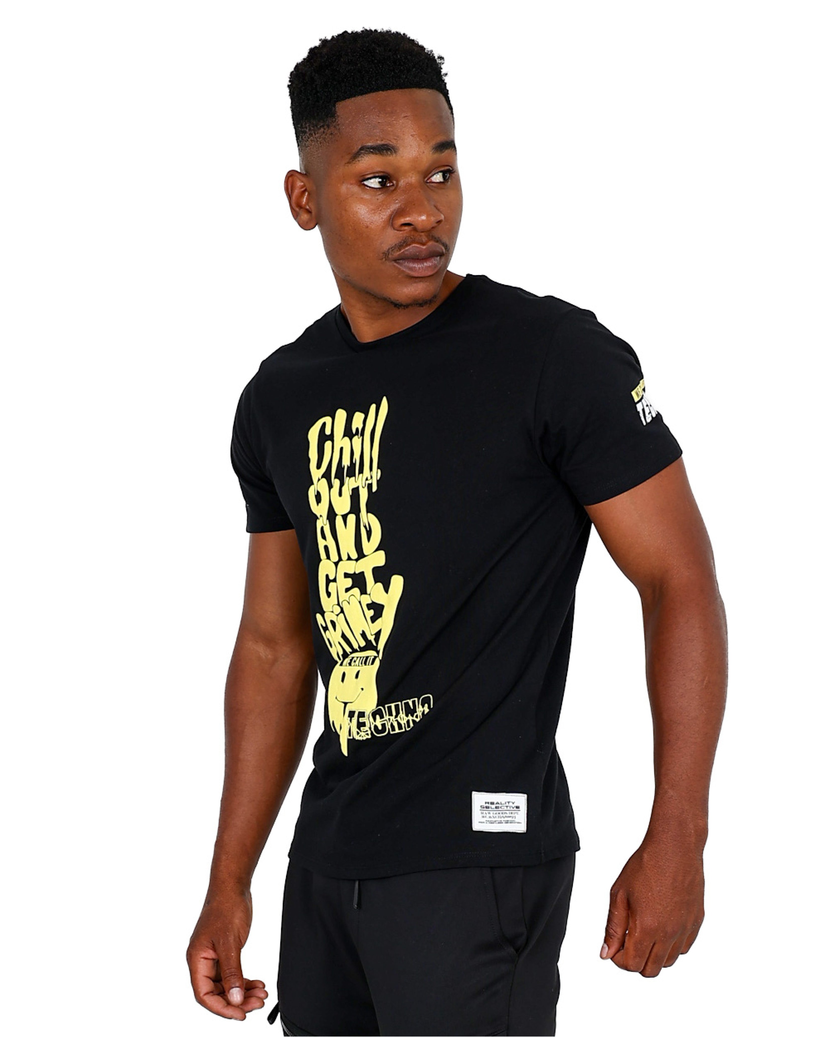 Short Sleeve Black Grimey Graphic T-Shirts