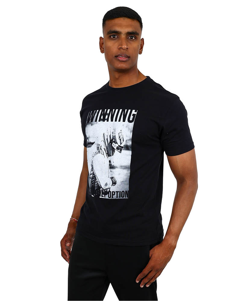 Short Sleeve Black "Winning" Graphic T-Shirt