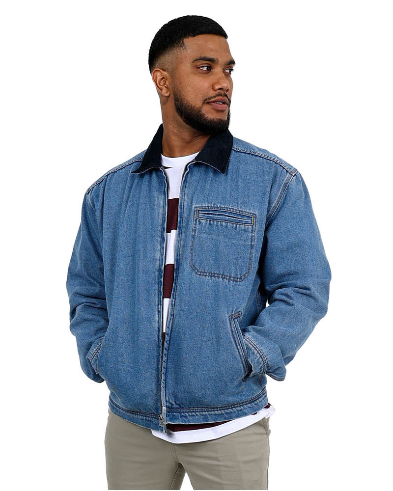 Medium Indigo Zip Through Denim Jacket