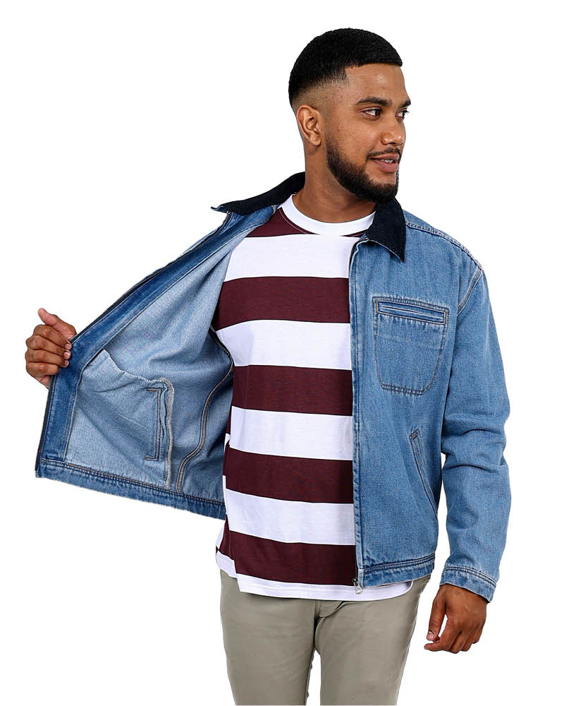 Medium Indigo Zip Through Denim Jacket