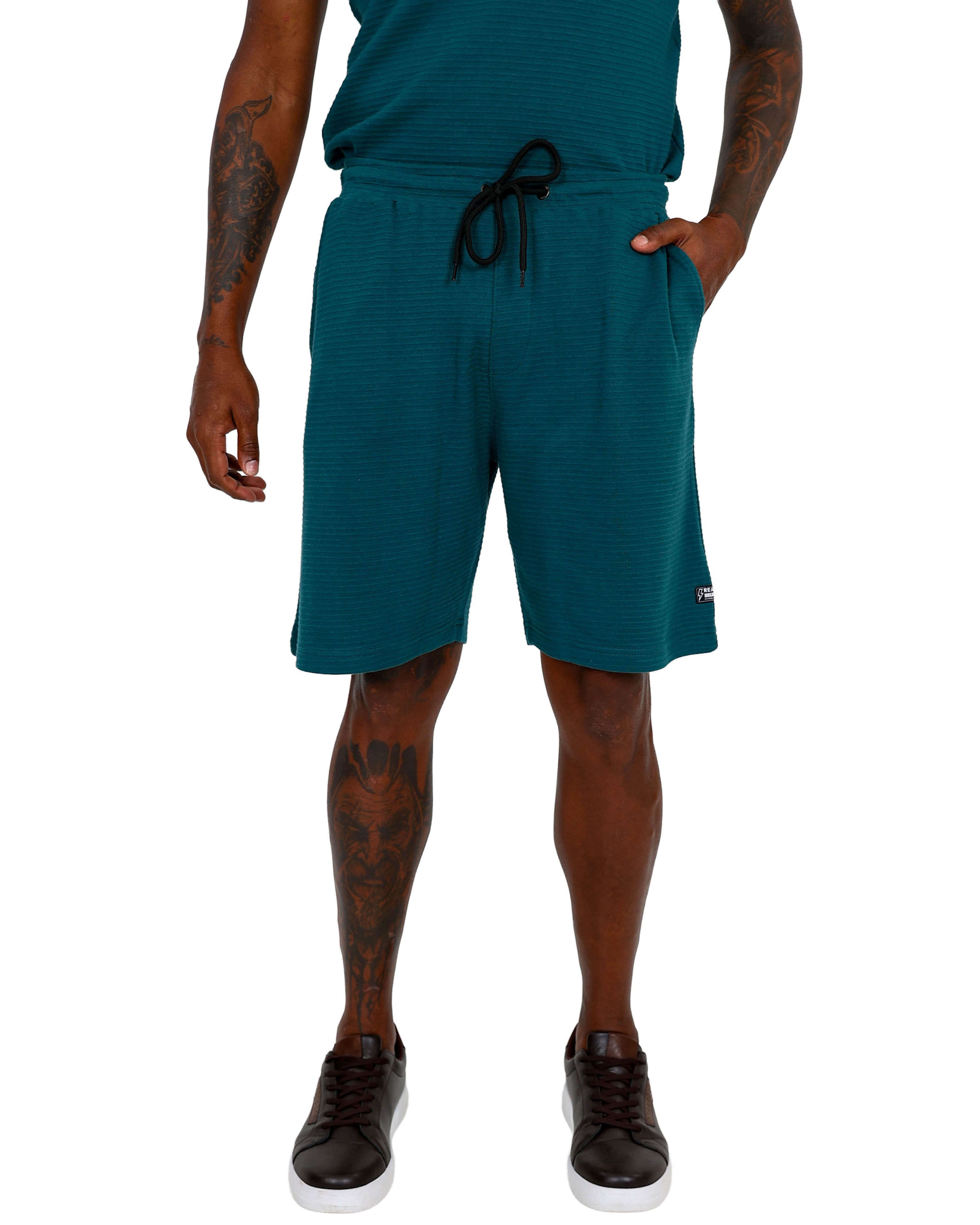 Teal Ottoman Jogger Shorts