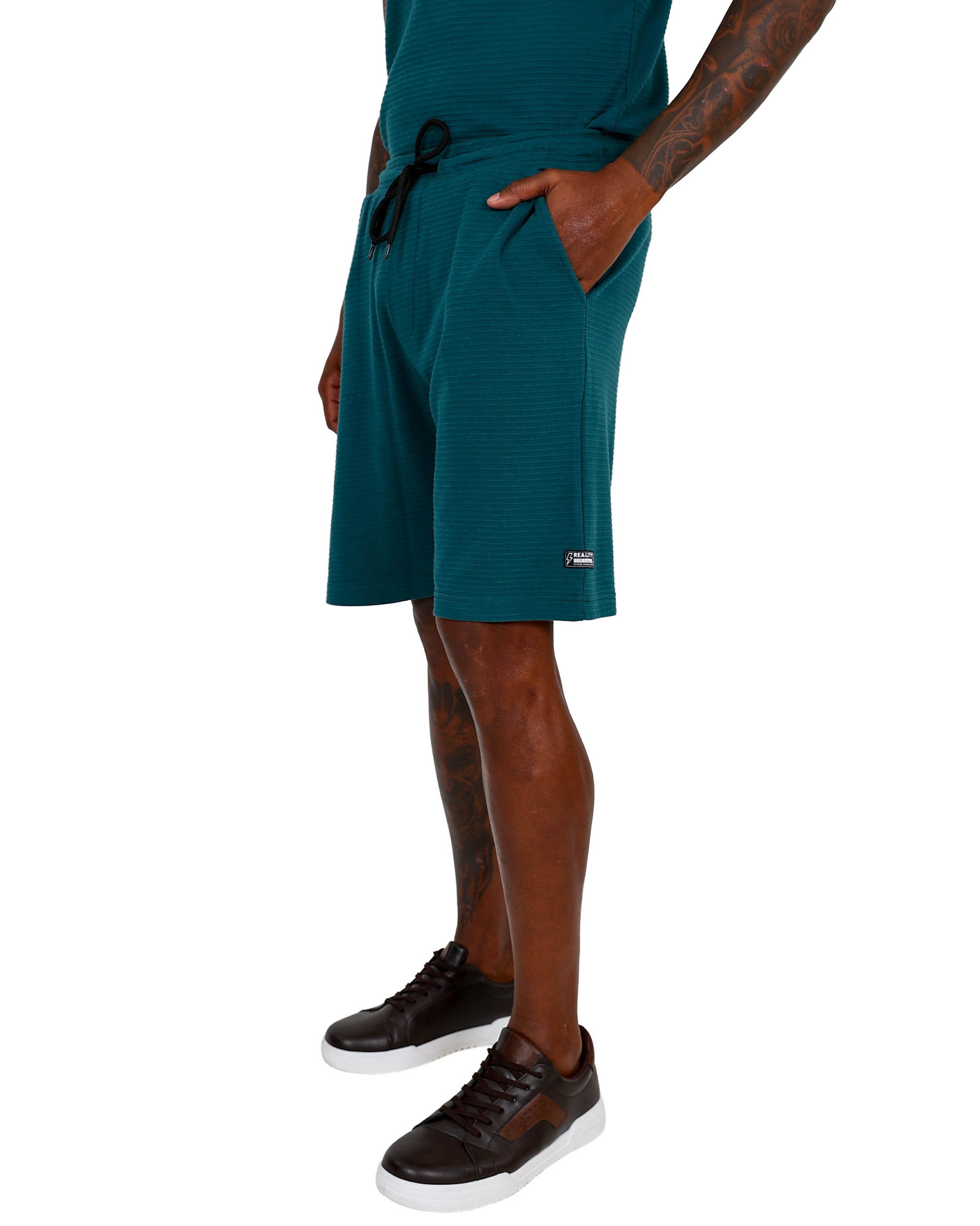 Teal Ottoman Jogger Shorts