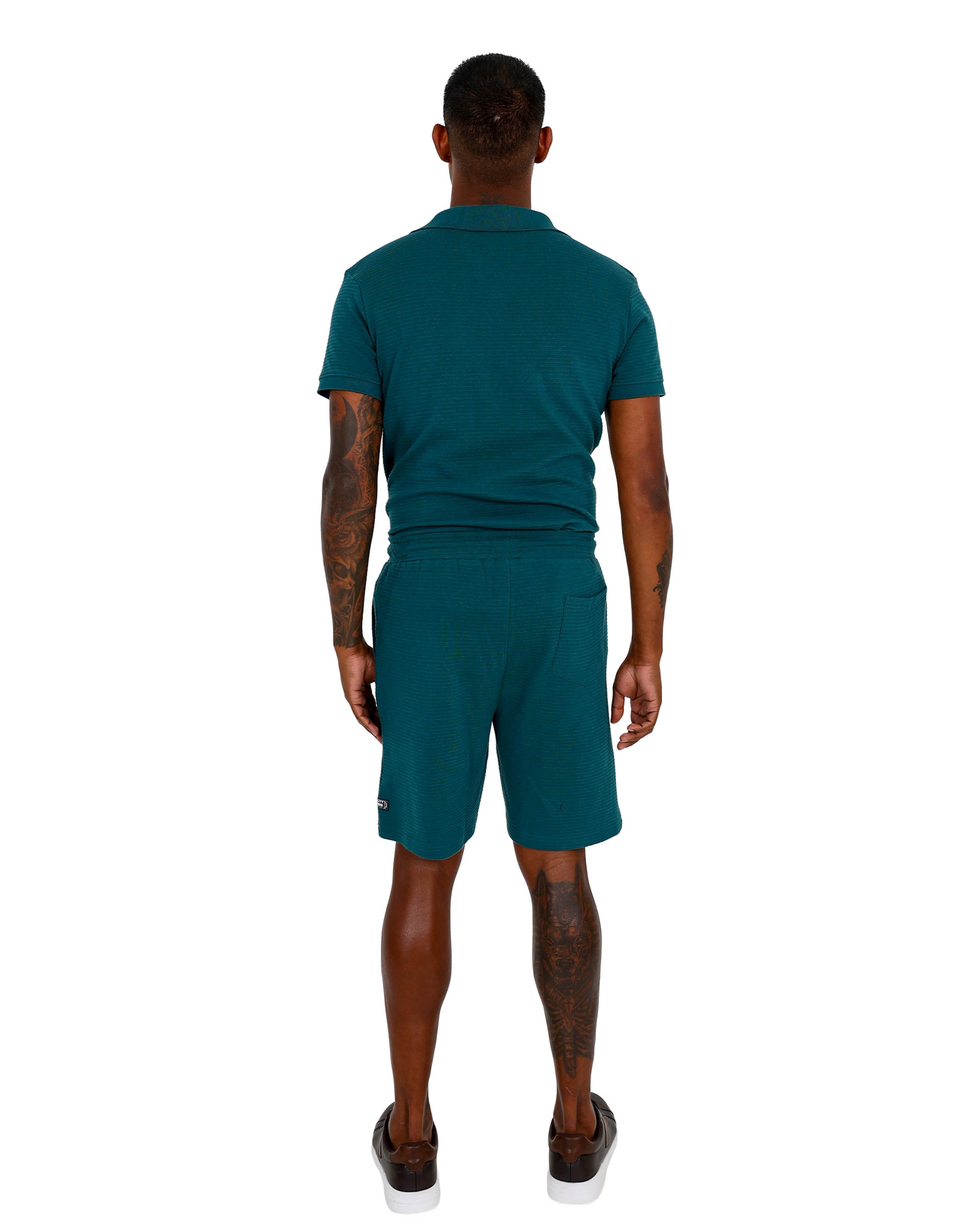 Teal Ottoman Jogger Shorts
