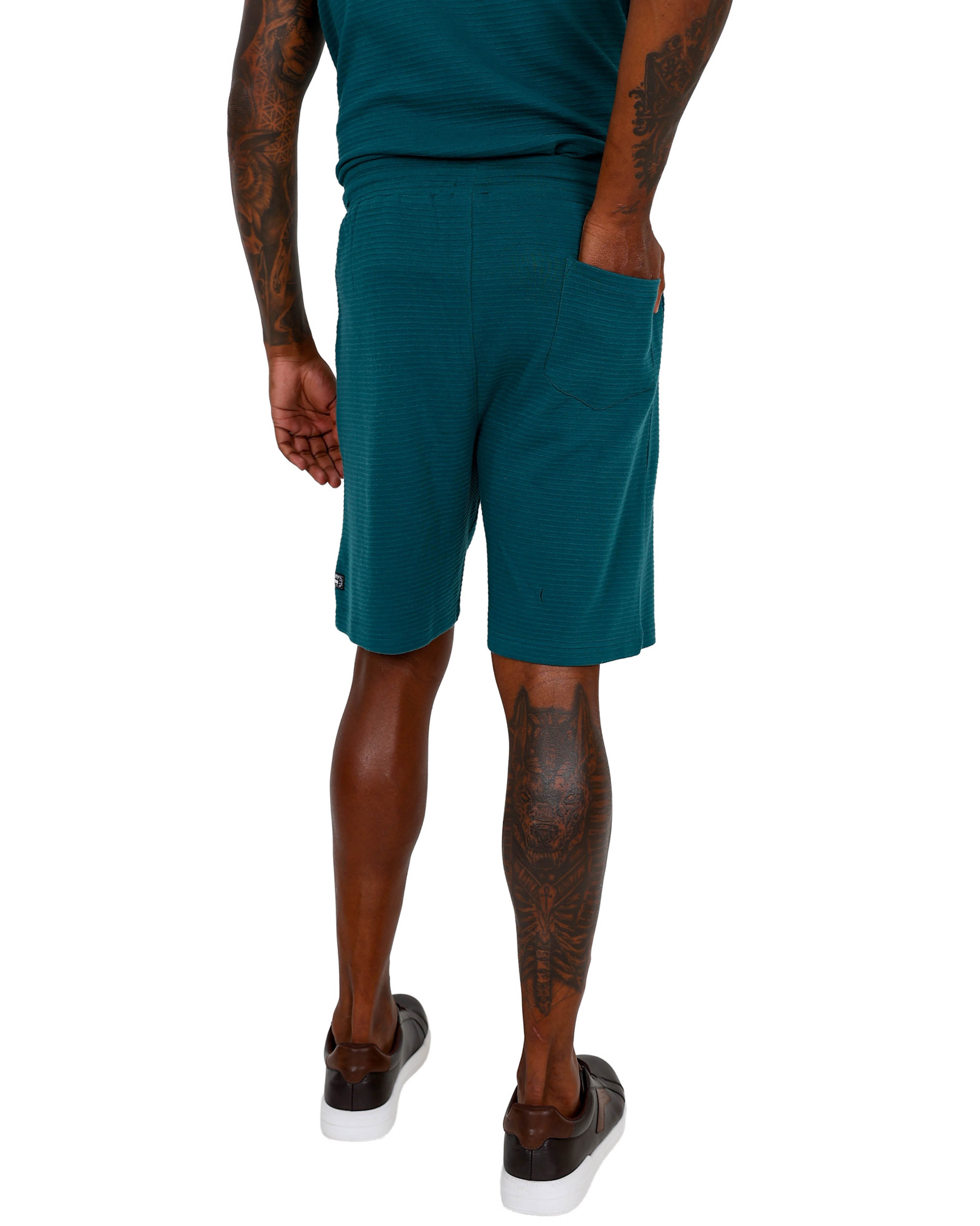 Teal Ottoman Jogger Shorts
