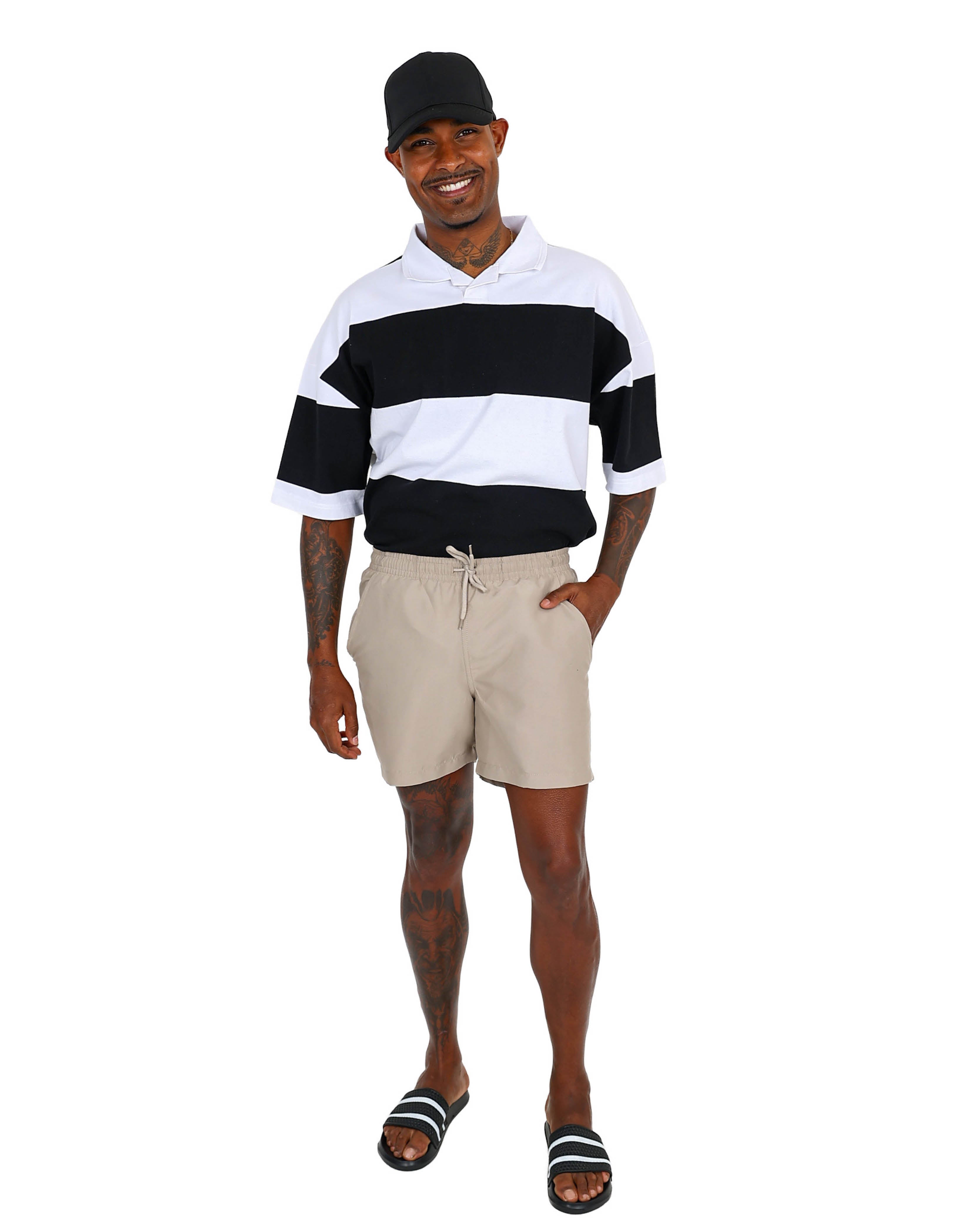 Taupe Pull Up Volley Shorts