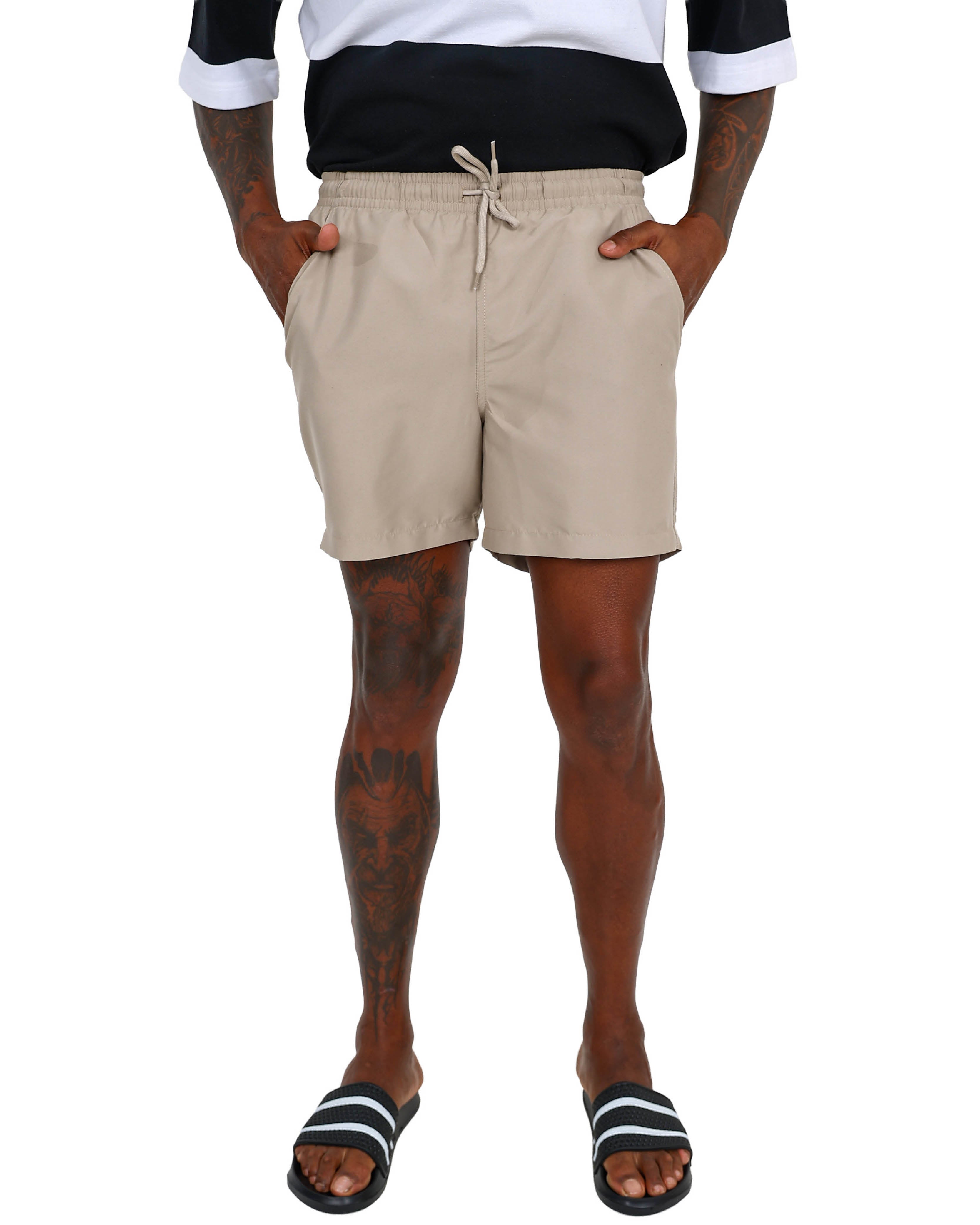 Taupe Pull Up Volley Shorts