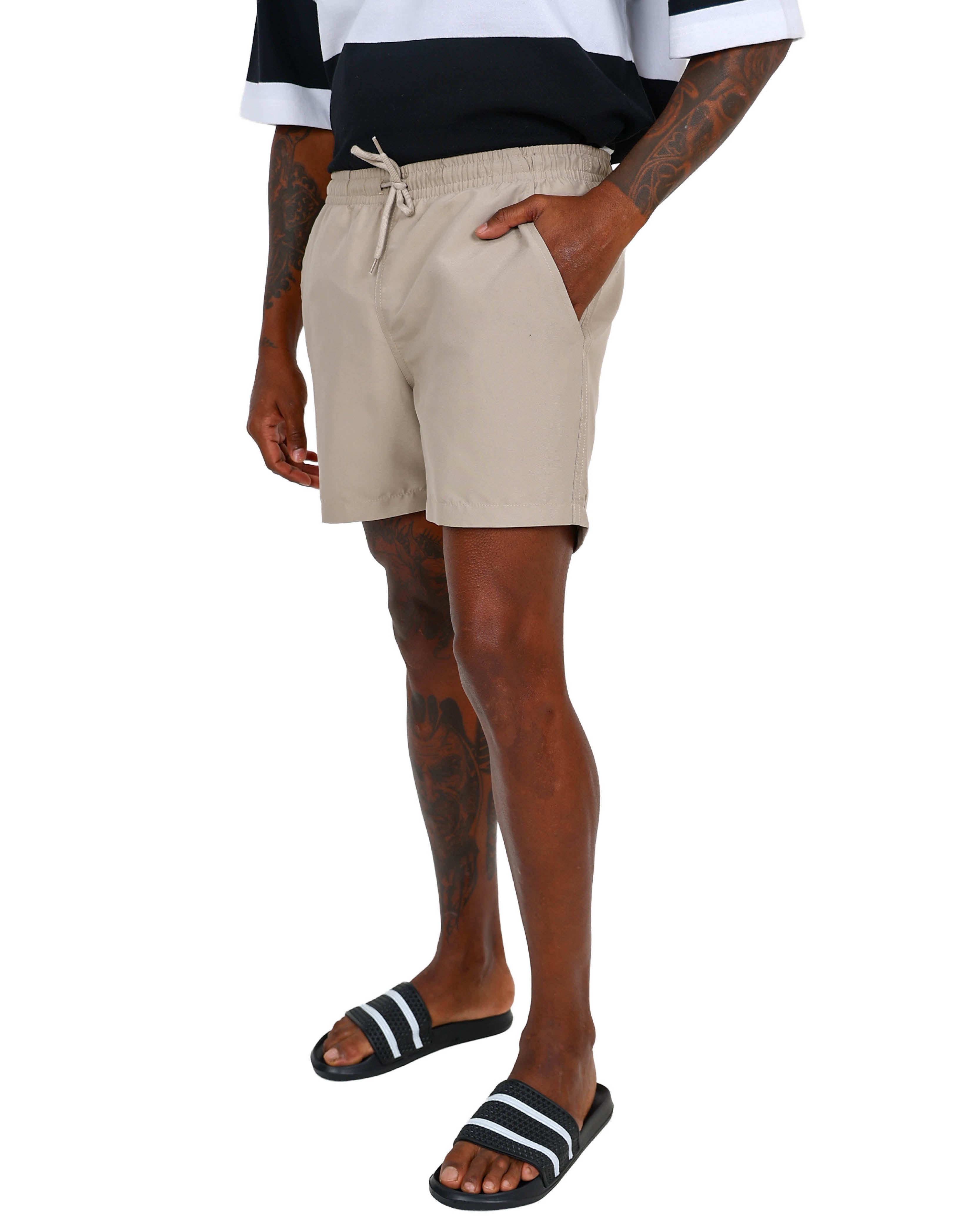 Taupe Pull Up Volley Shorts