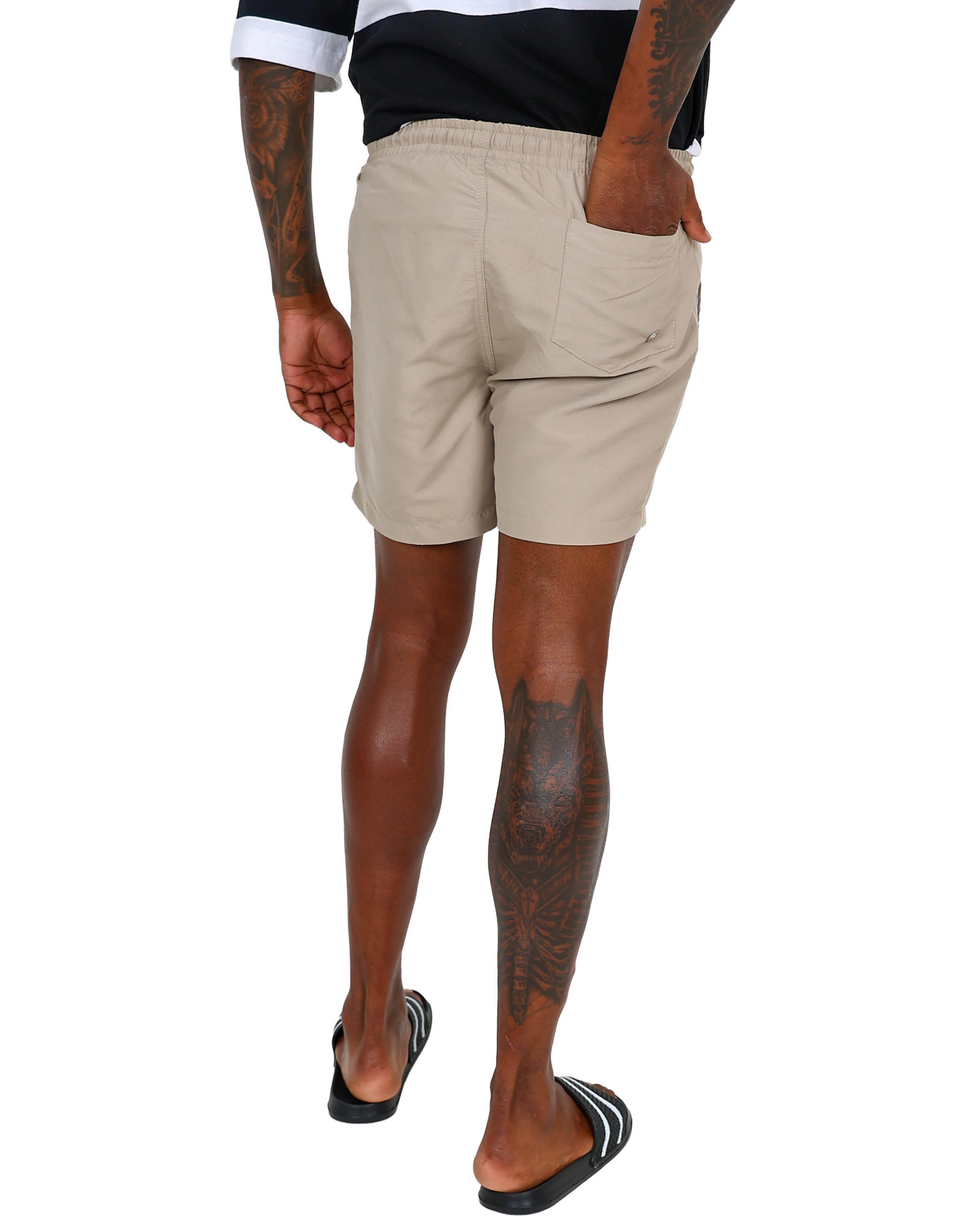 Taupe Pull Up Volley Shorts