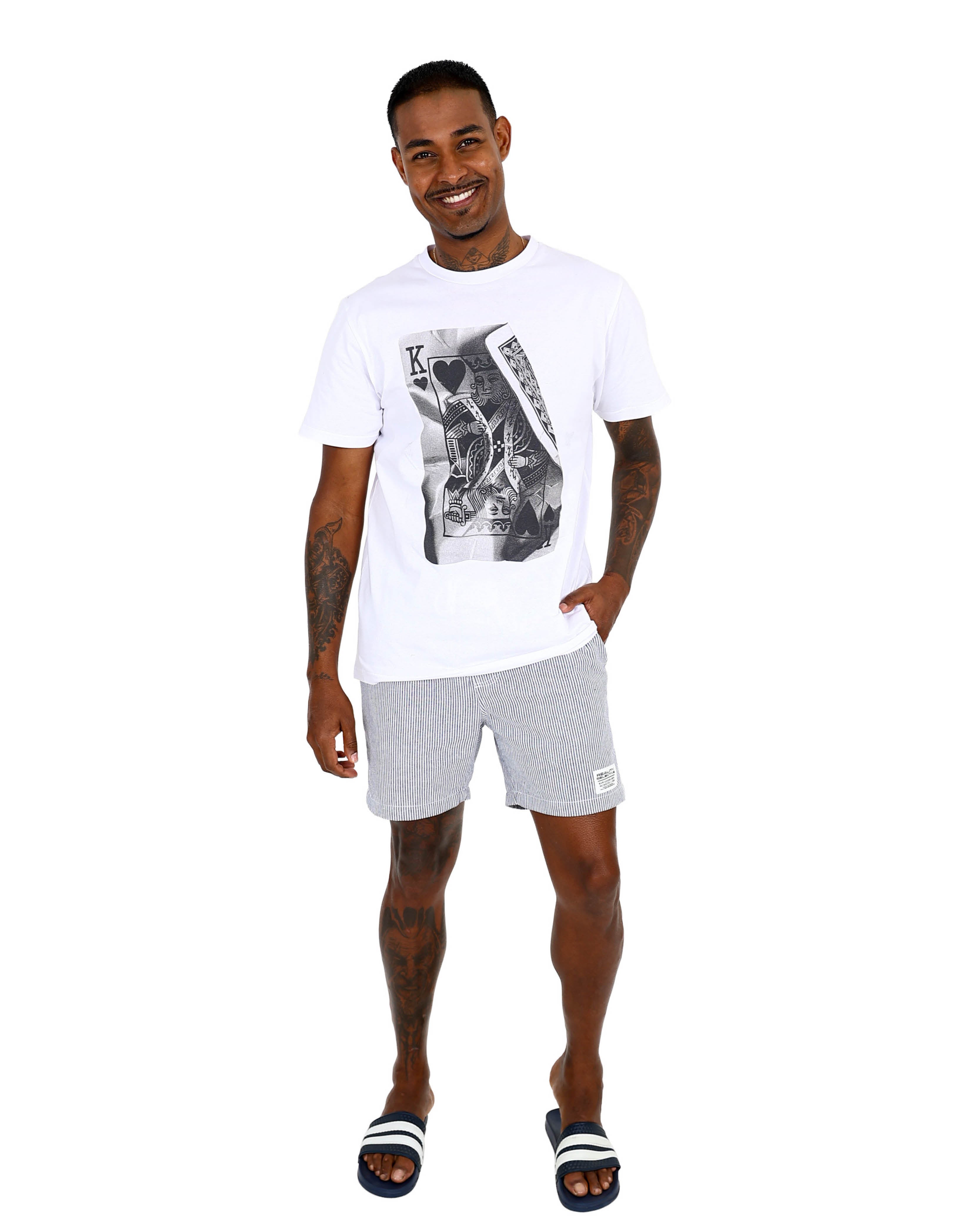 Short Sleeve White King Of Hearts Graphic T-Shirts