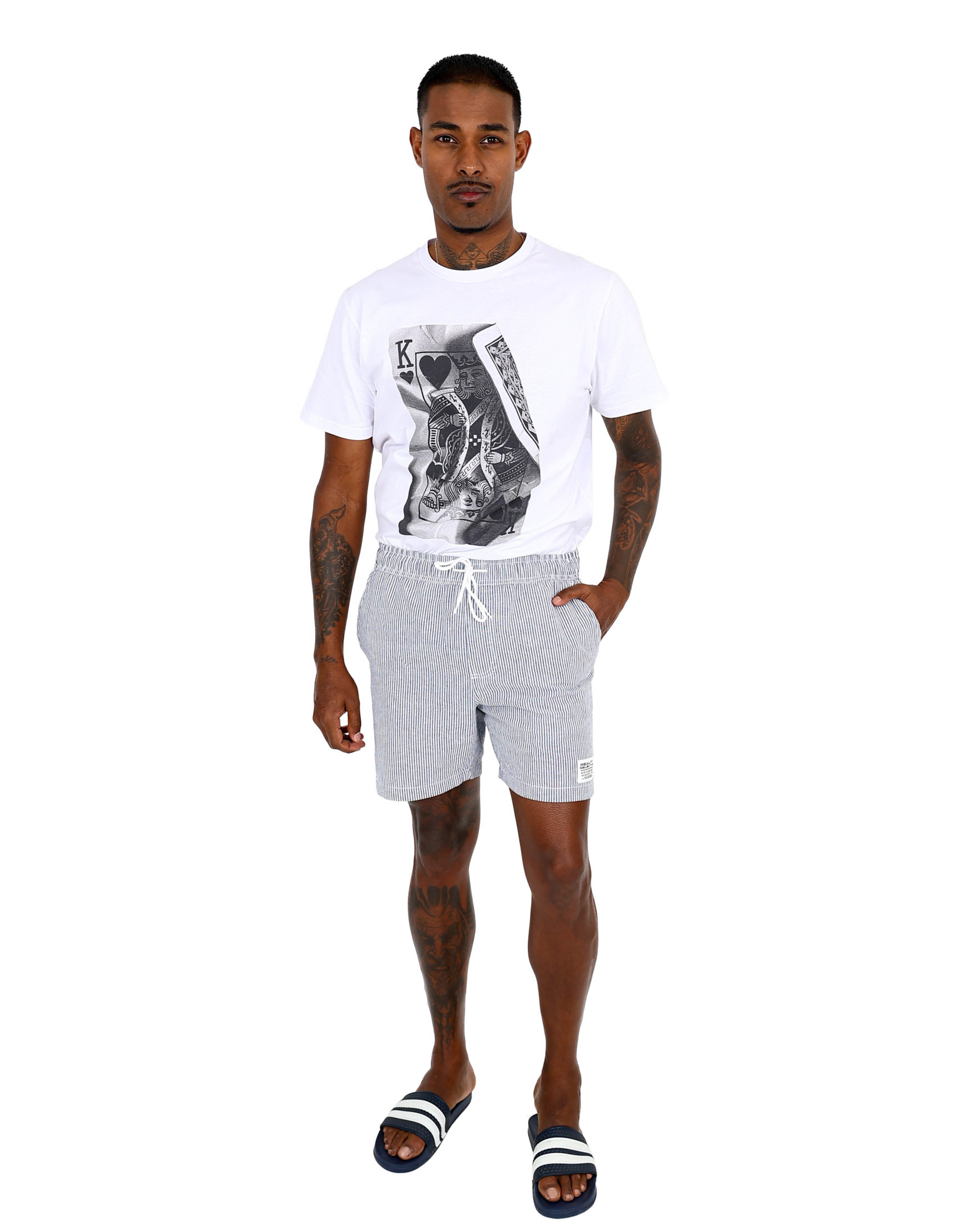 Blue Stripe Volley Shorts