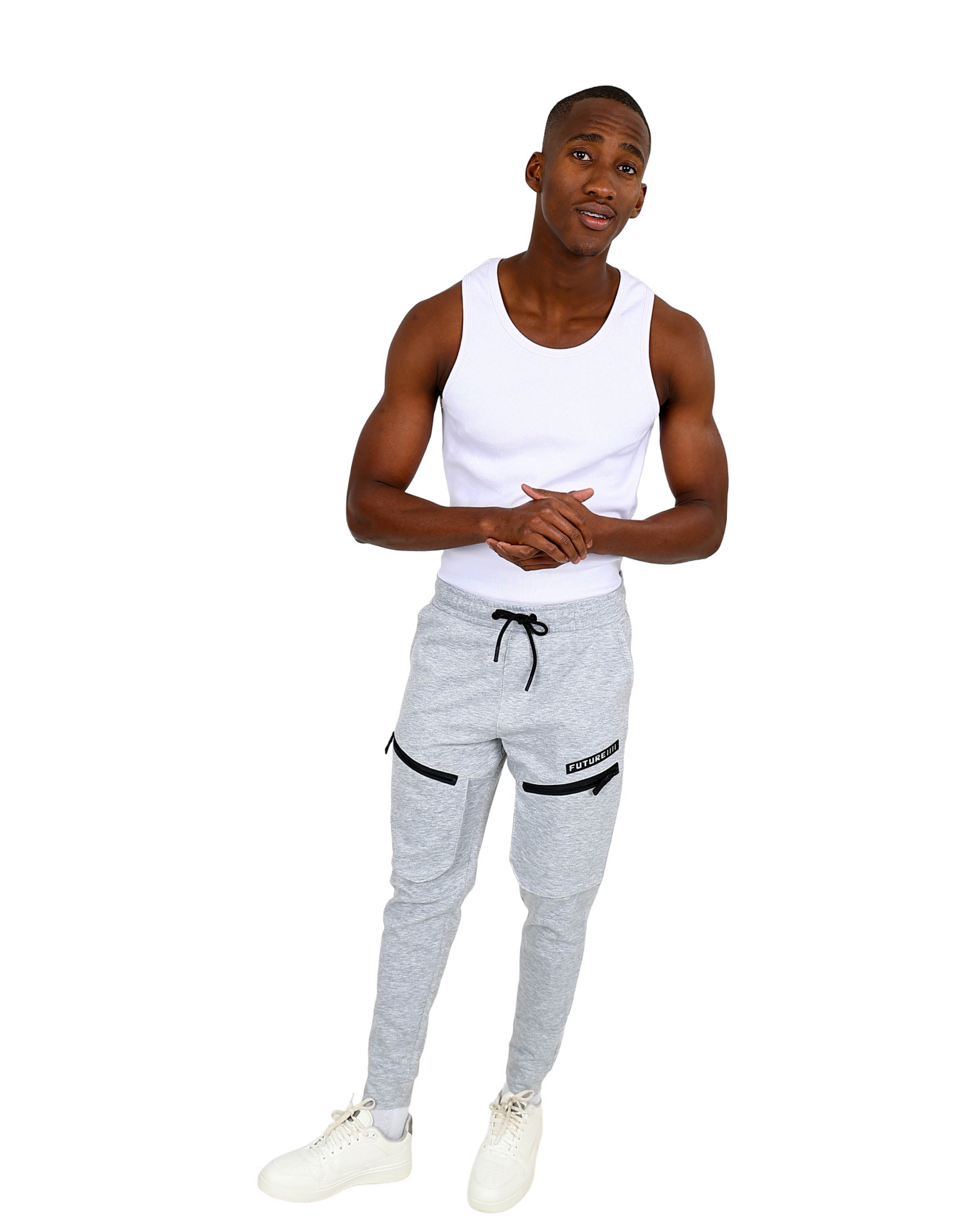 Grey Zip Detail Scuba Jogger