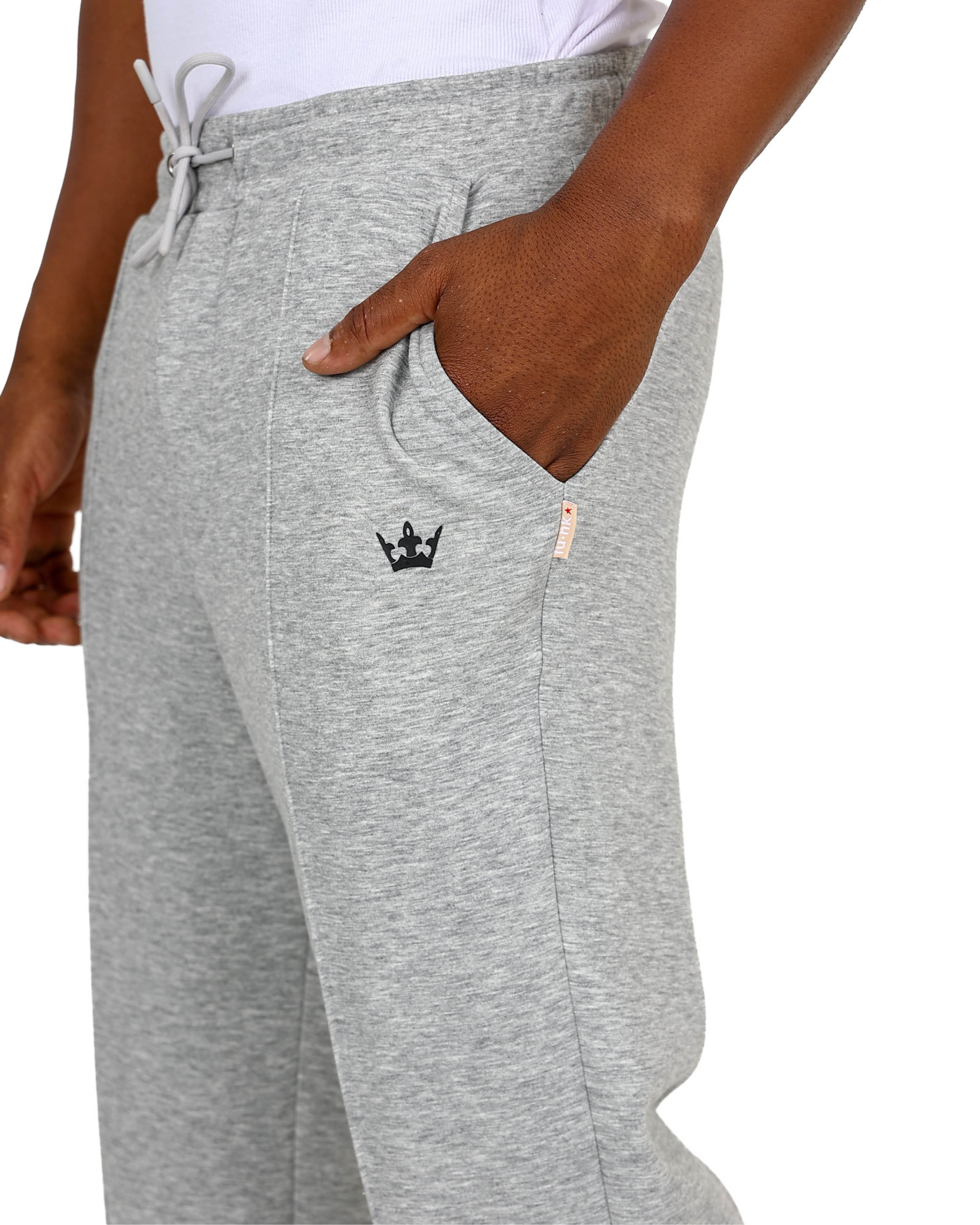 Grey Pintuck Tapered Open Hem Jogger