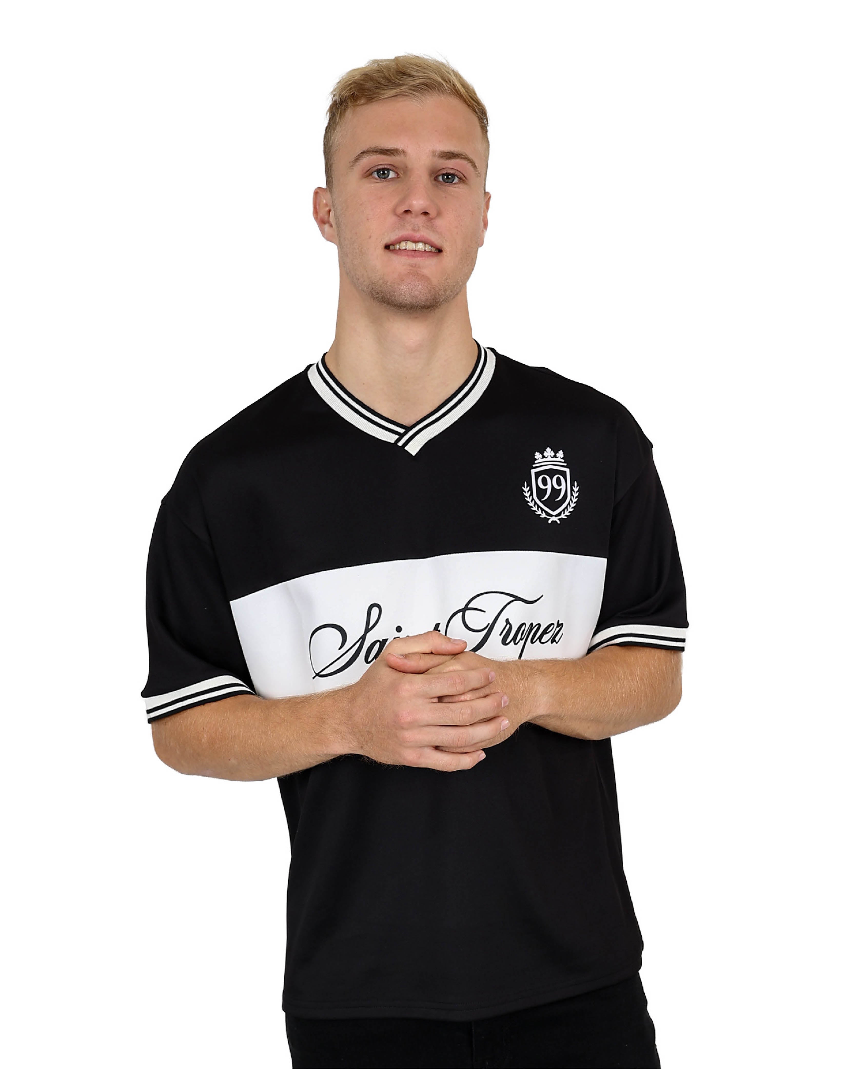 Short Sleeve Black V-Neck United Polo Inspired T-Shirt