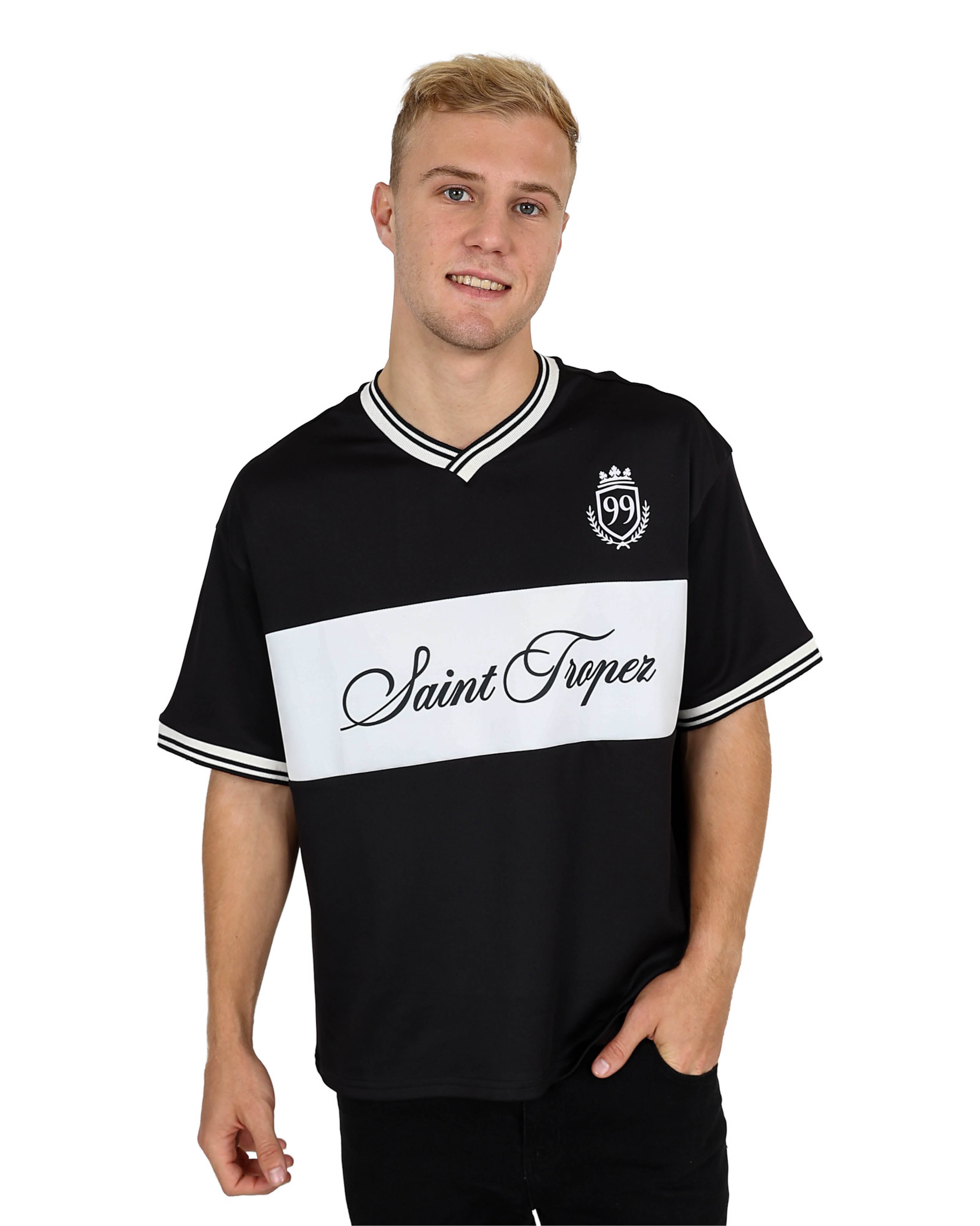 Short Sleeve Black V-Neck United Polo Inspired T-Shirt