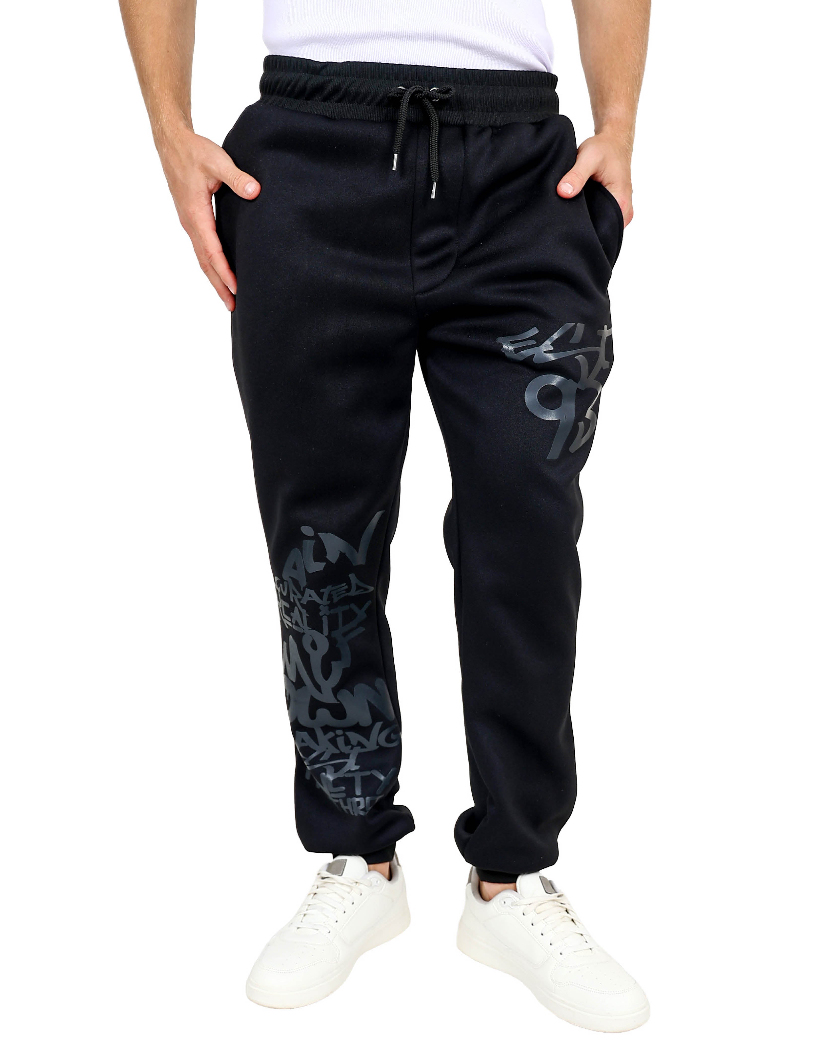 Charcoal Curated Tonal Gel Printed Slim Fit Jogger
