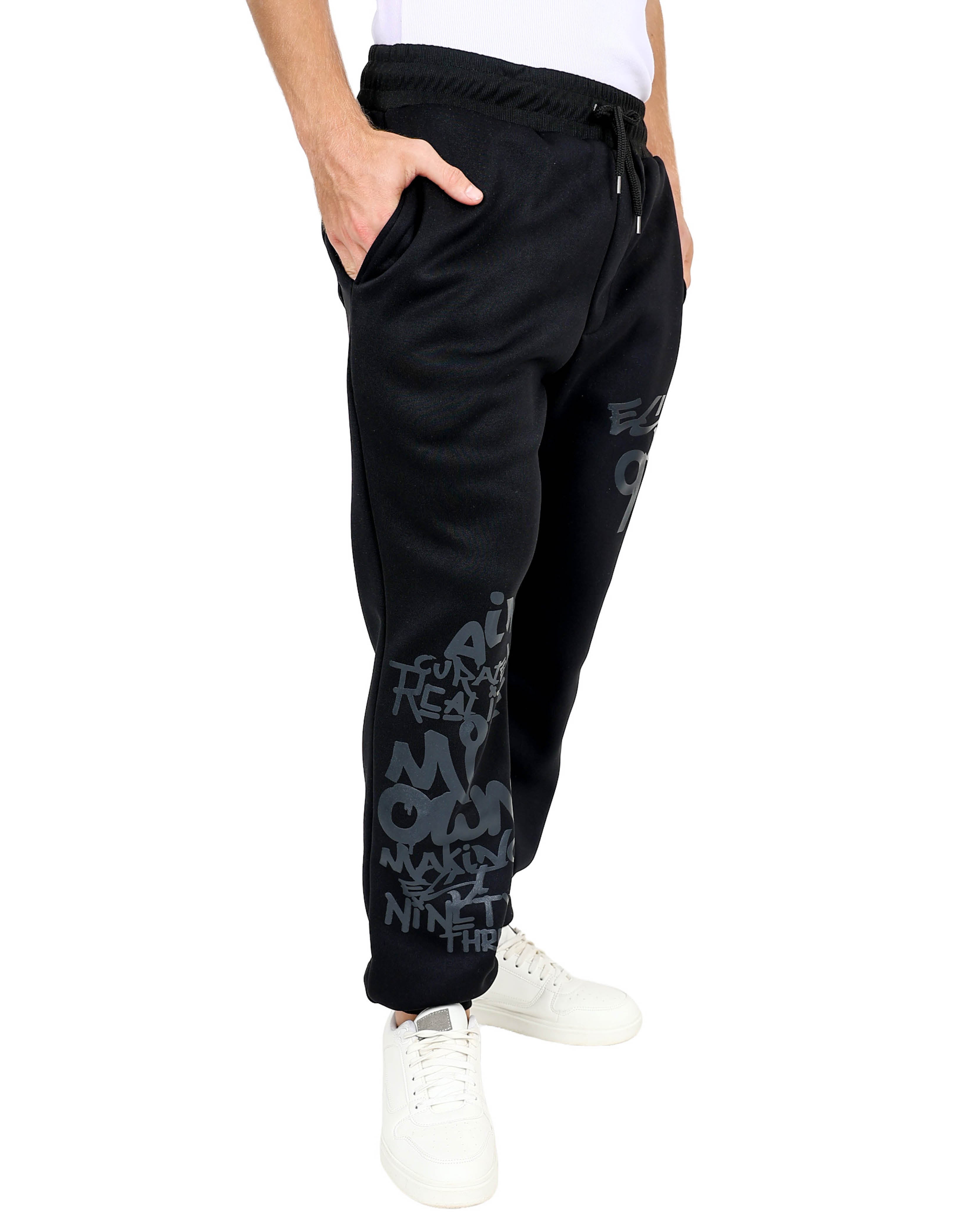 Charcoal Curated Tonal Gel Printed Slim Fit Jogger