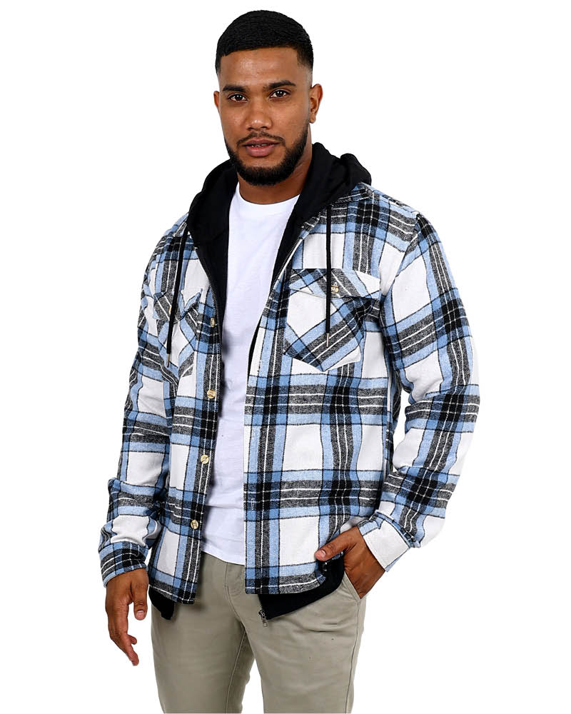 Blue & Navy Flannel Check Shacket