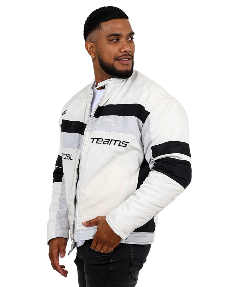 Cream Colour Block Official Biker Jacket