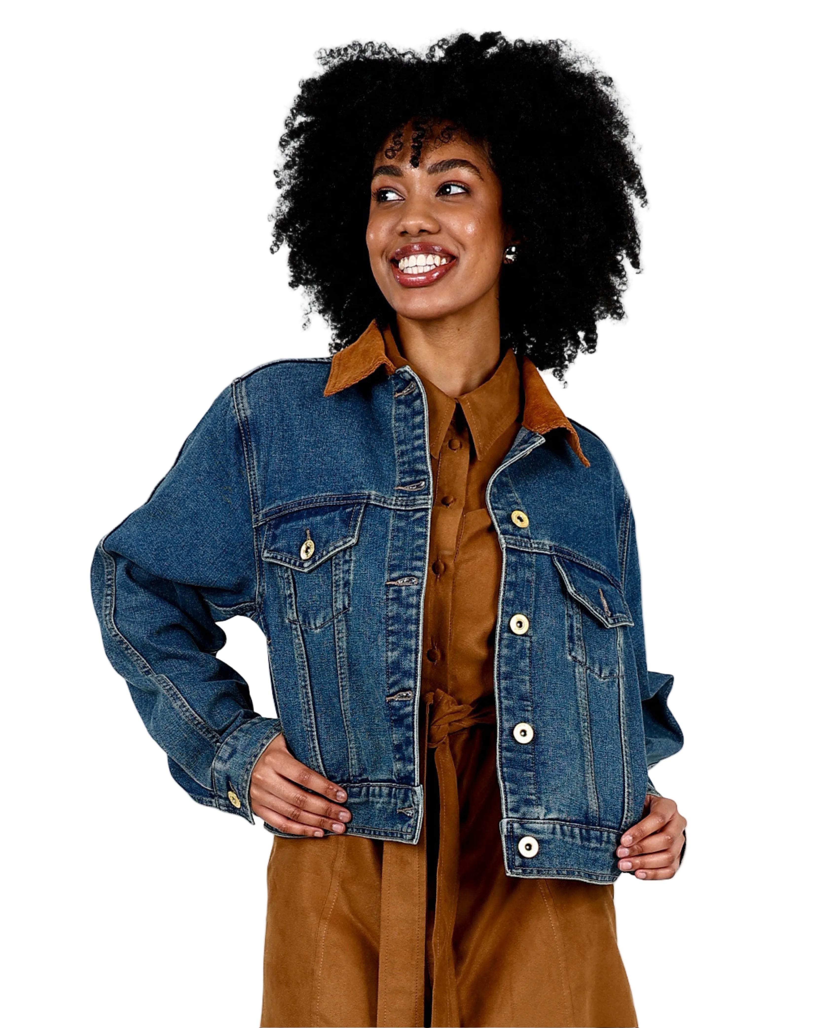 Contrast Collar Denim Jacket