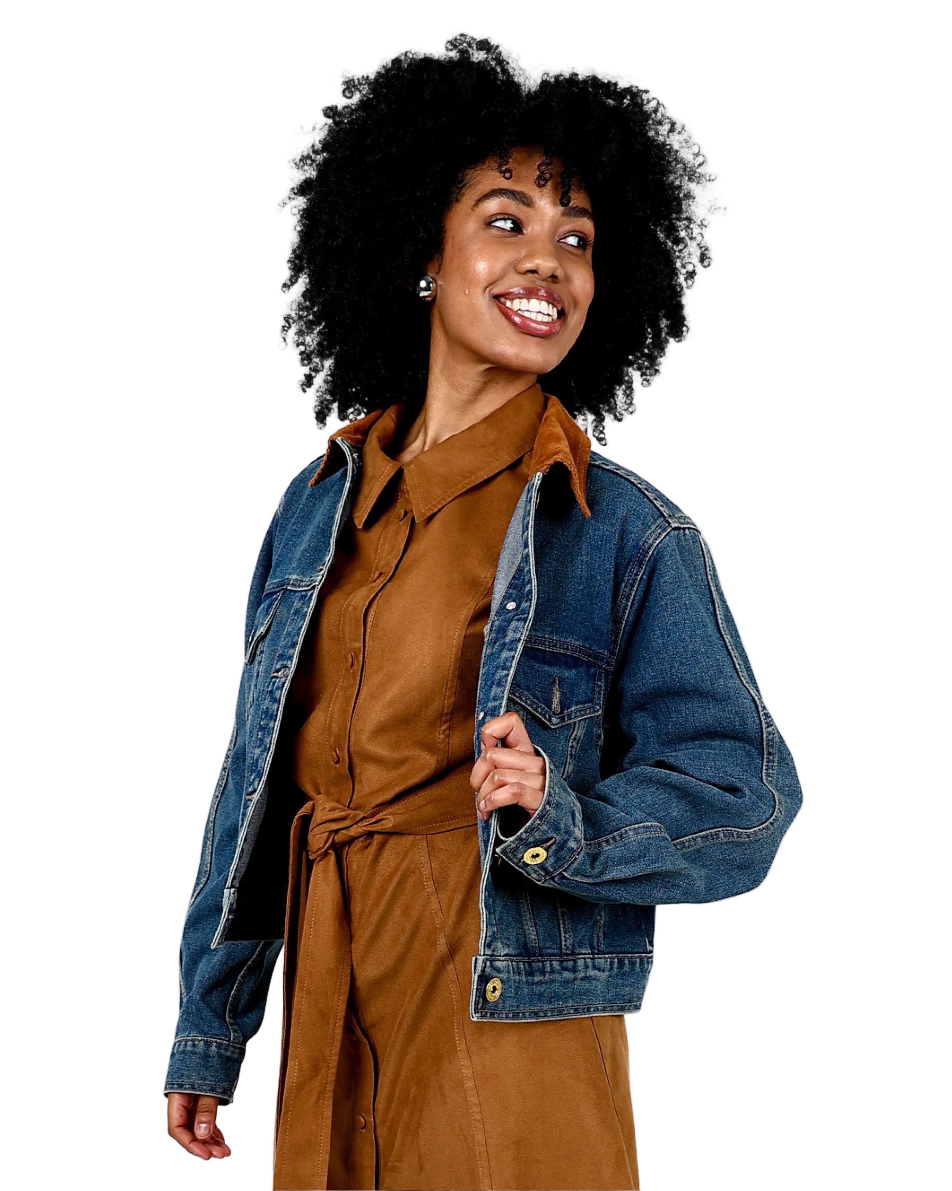 Contrast Collar Denim Jacket