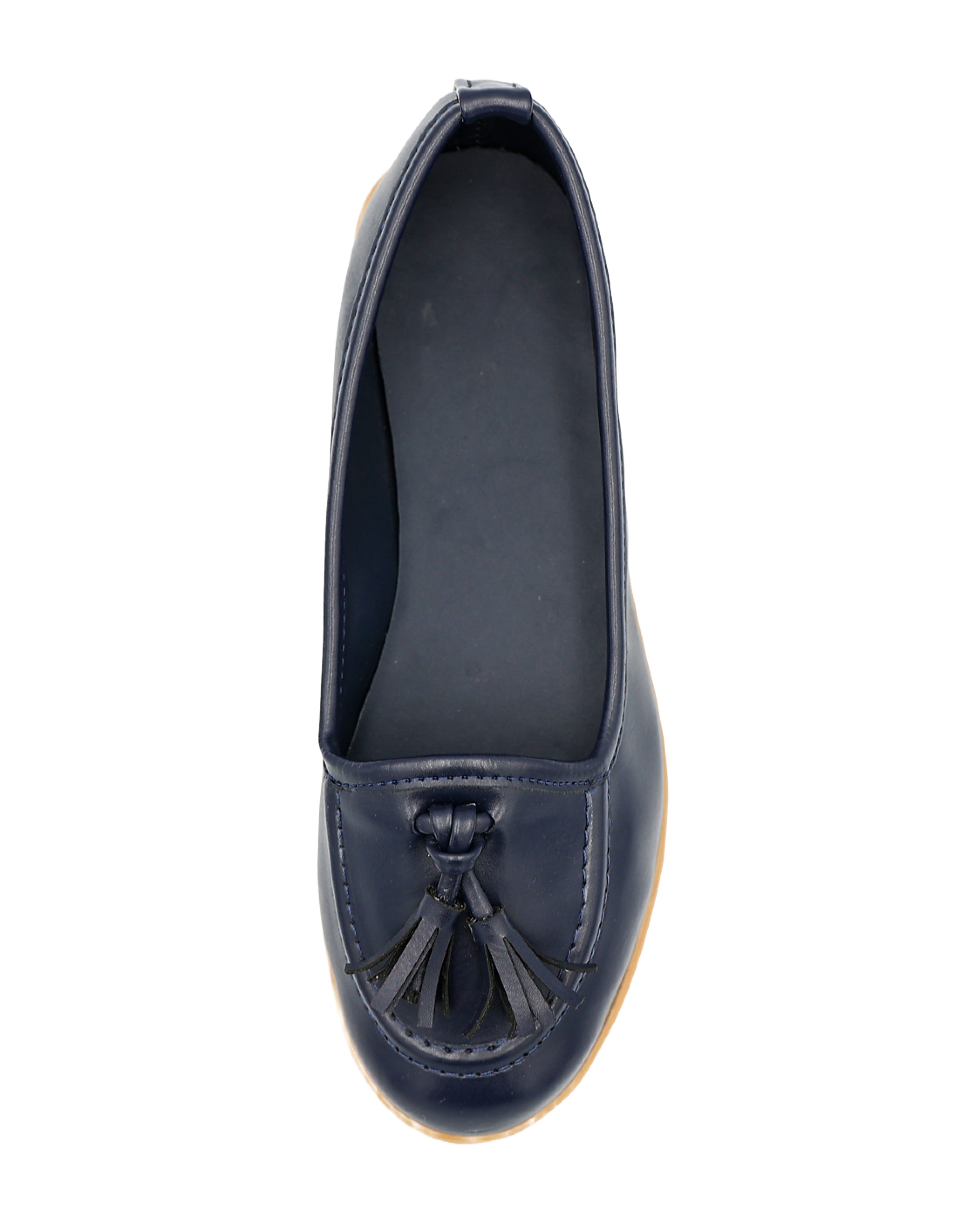 Navy Tassel Slip-On Pumps