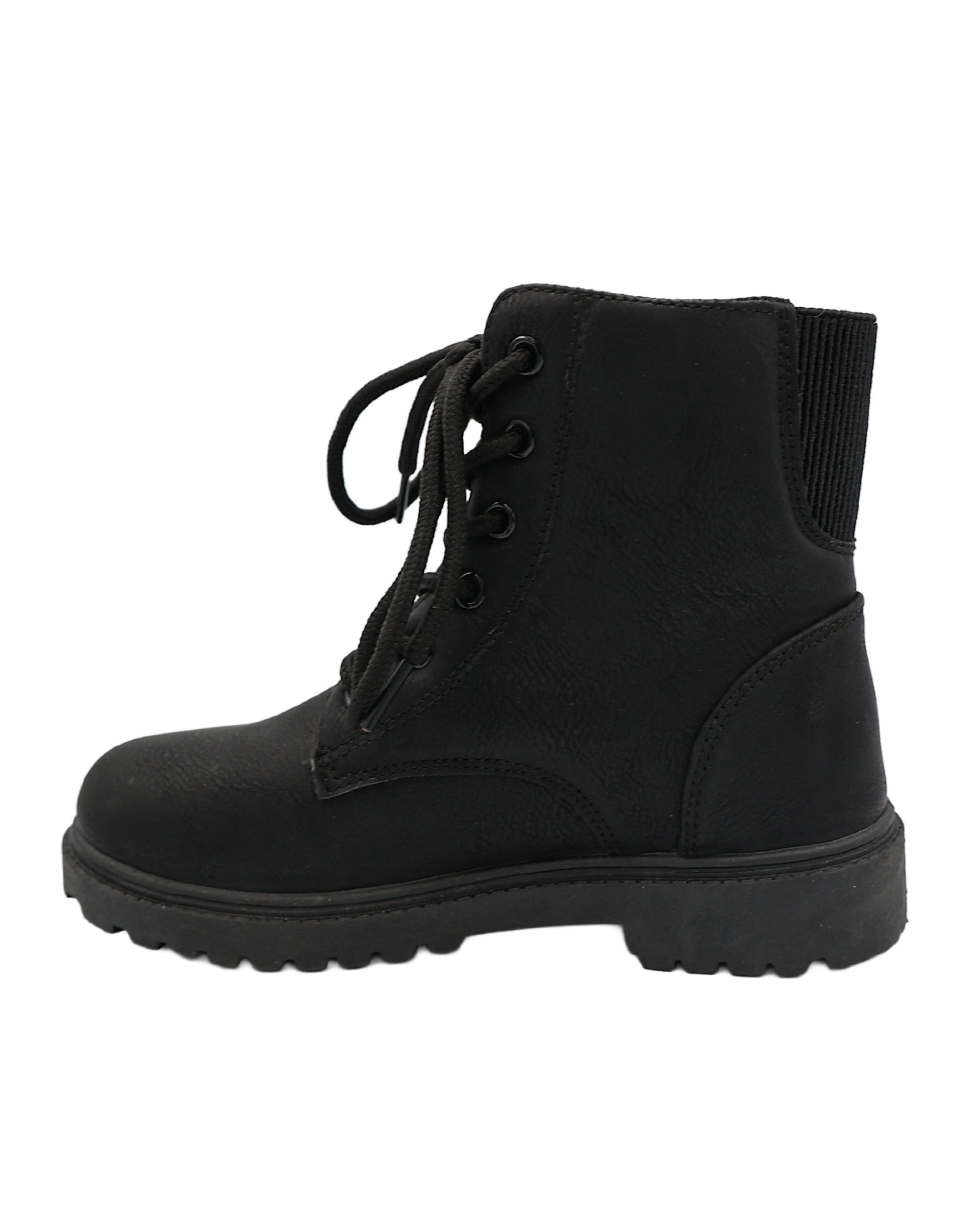 Girls Buckle Detail Lace Up Worker Boot