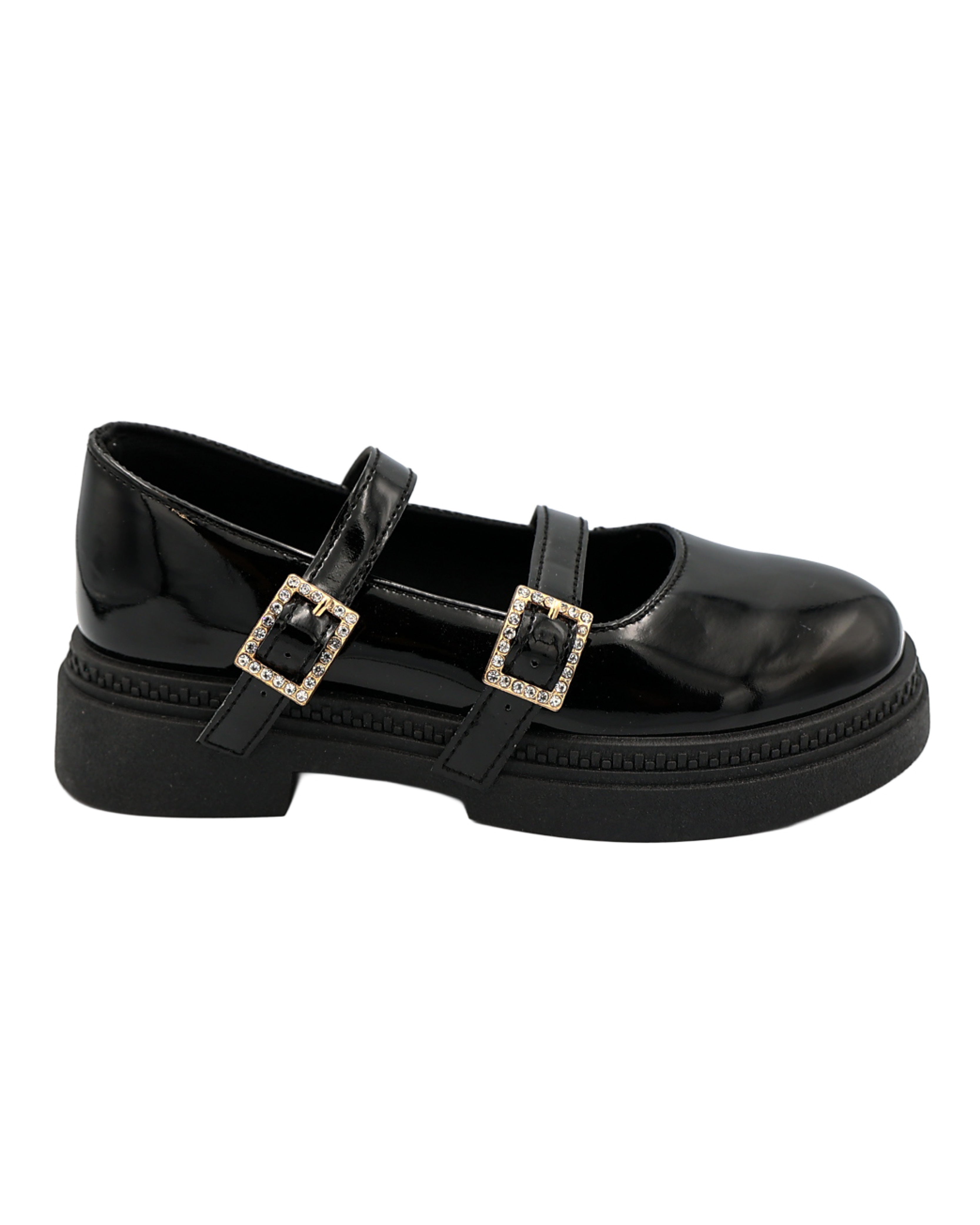 Girls Black Chunky Boyfriend Shoes