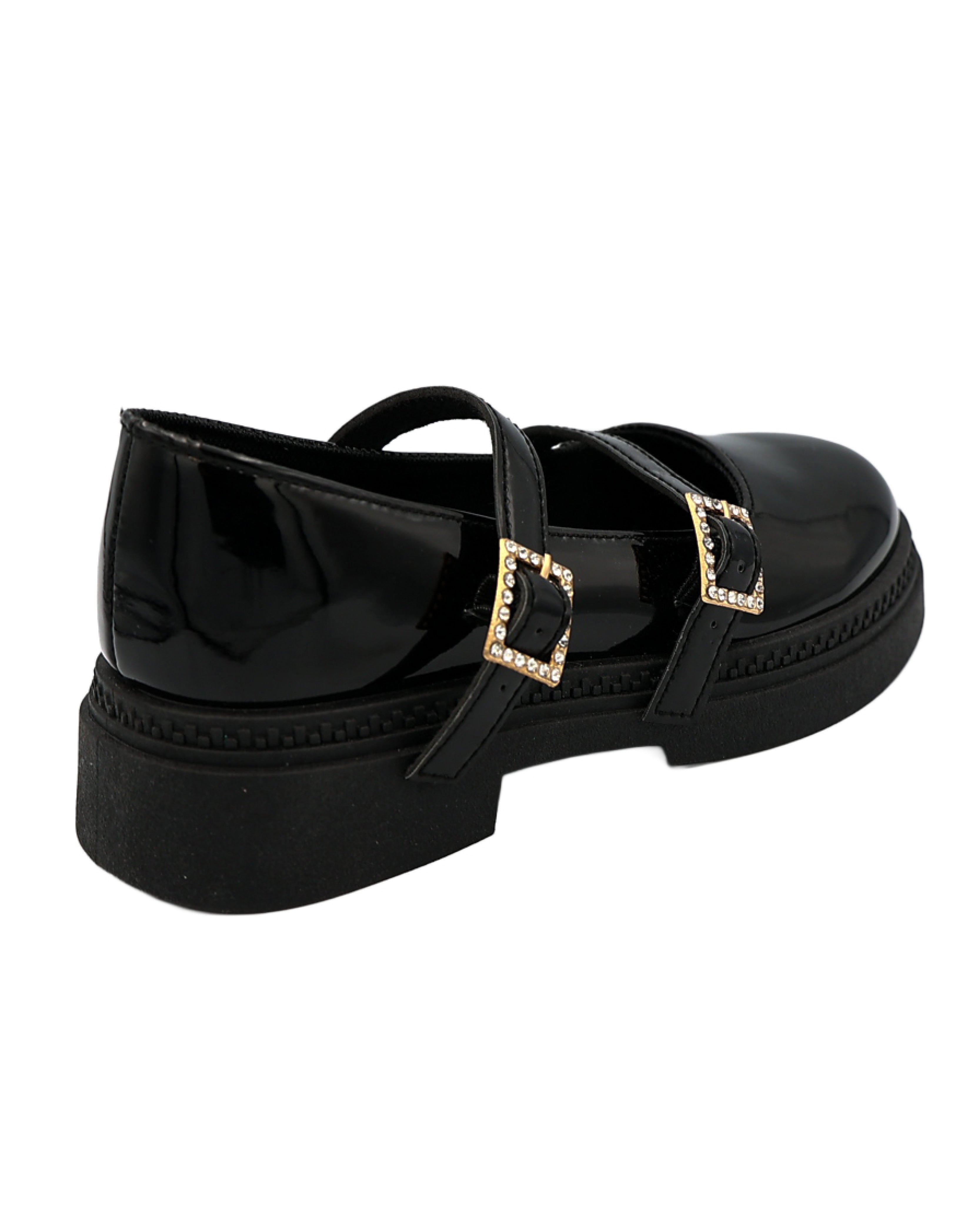 Girls Black Chunky Boyfriend Shoes