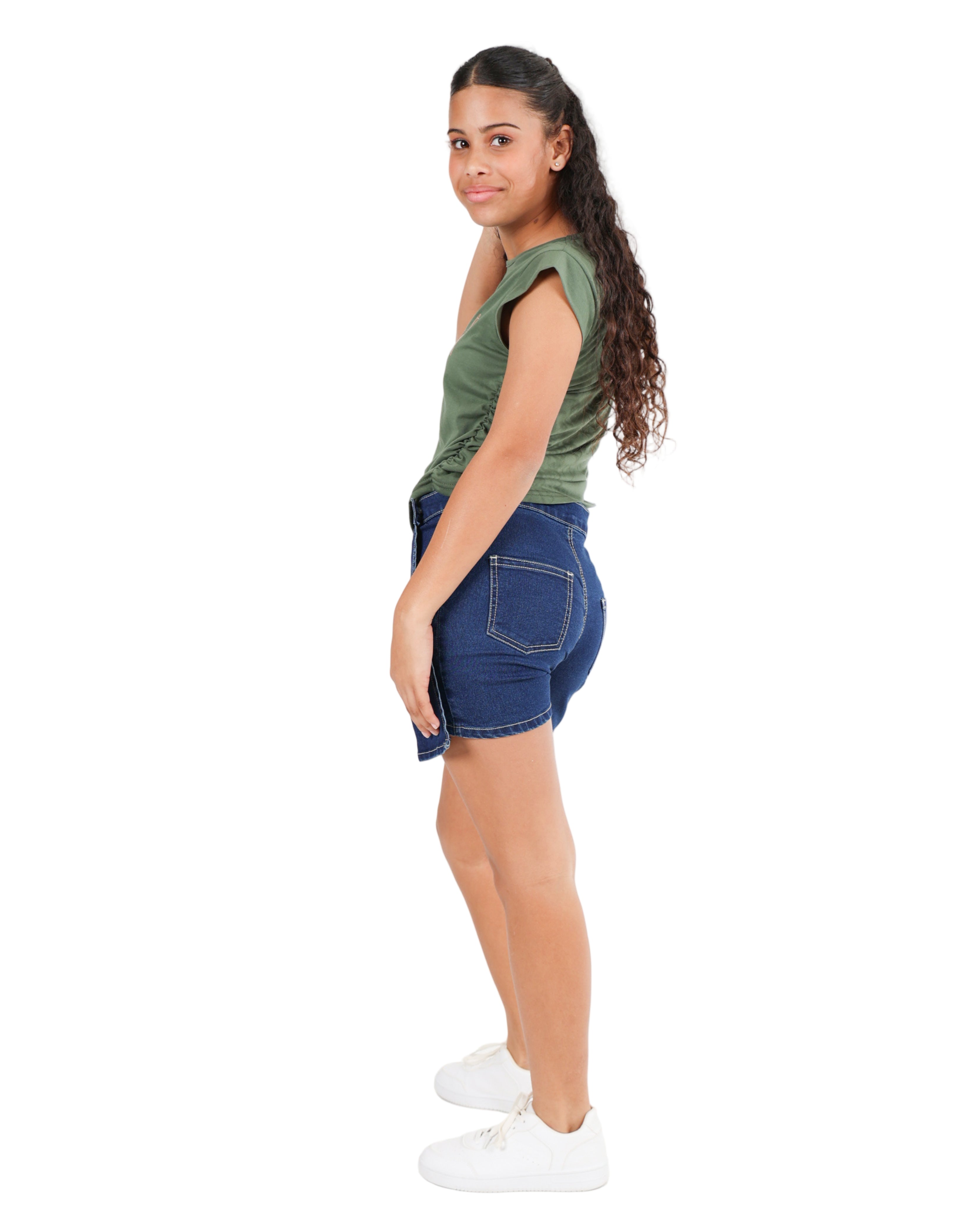 Cap Sleeve Graphic Print Top With Side Ruching