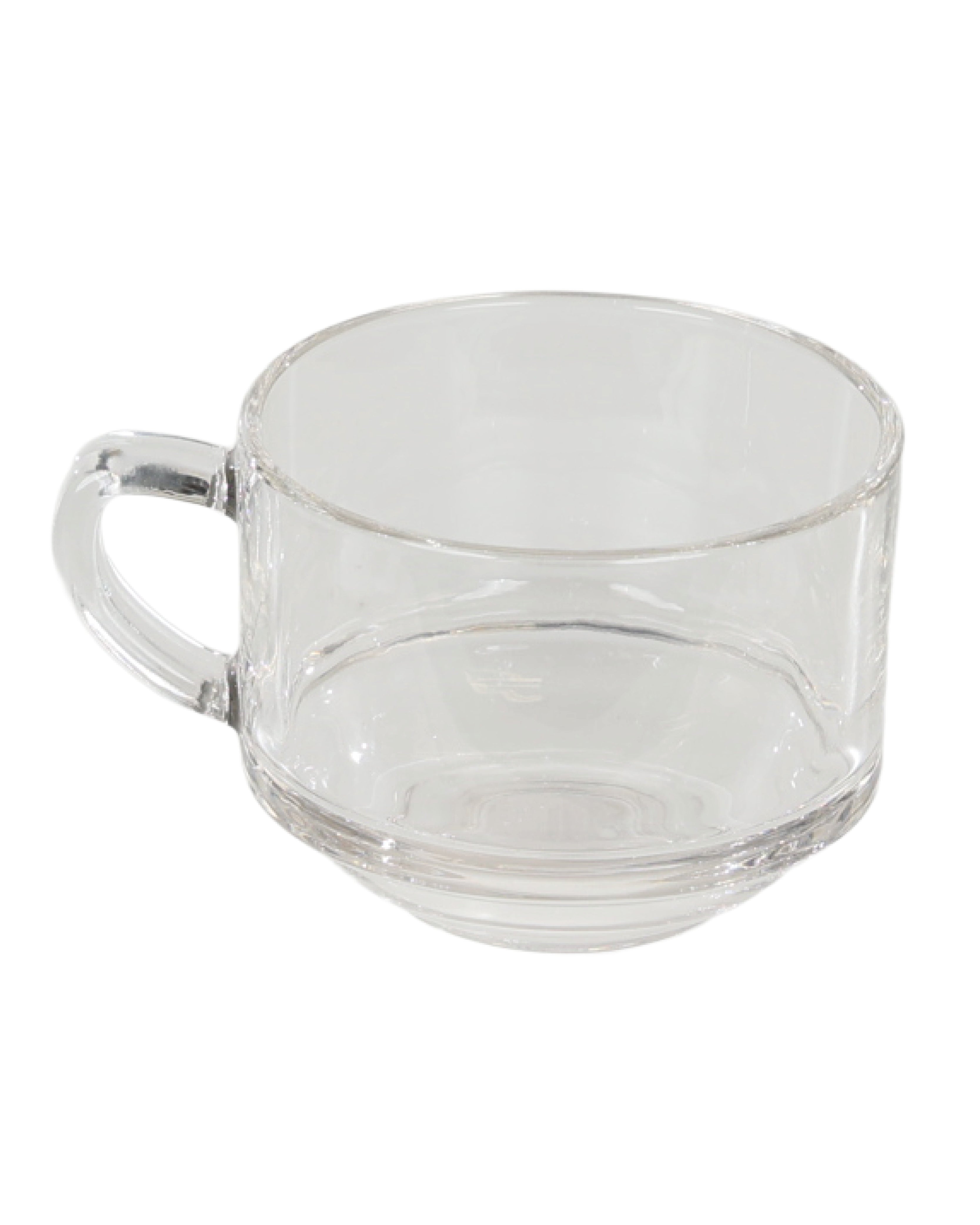 Large Clear Glass Flat Base Coffee Mug