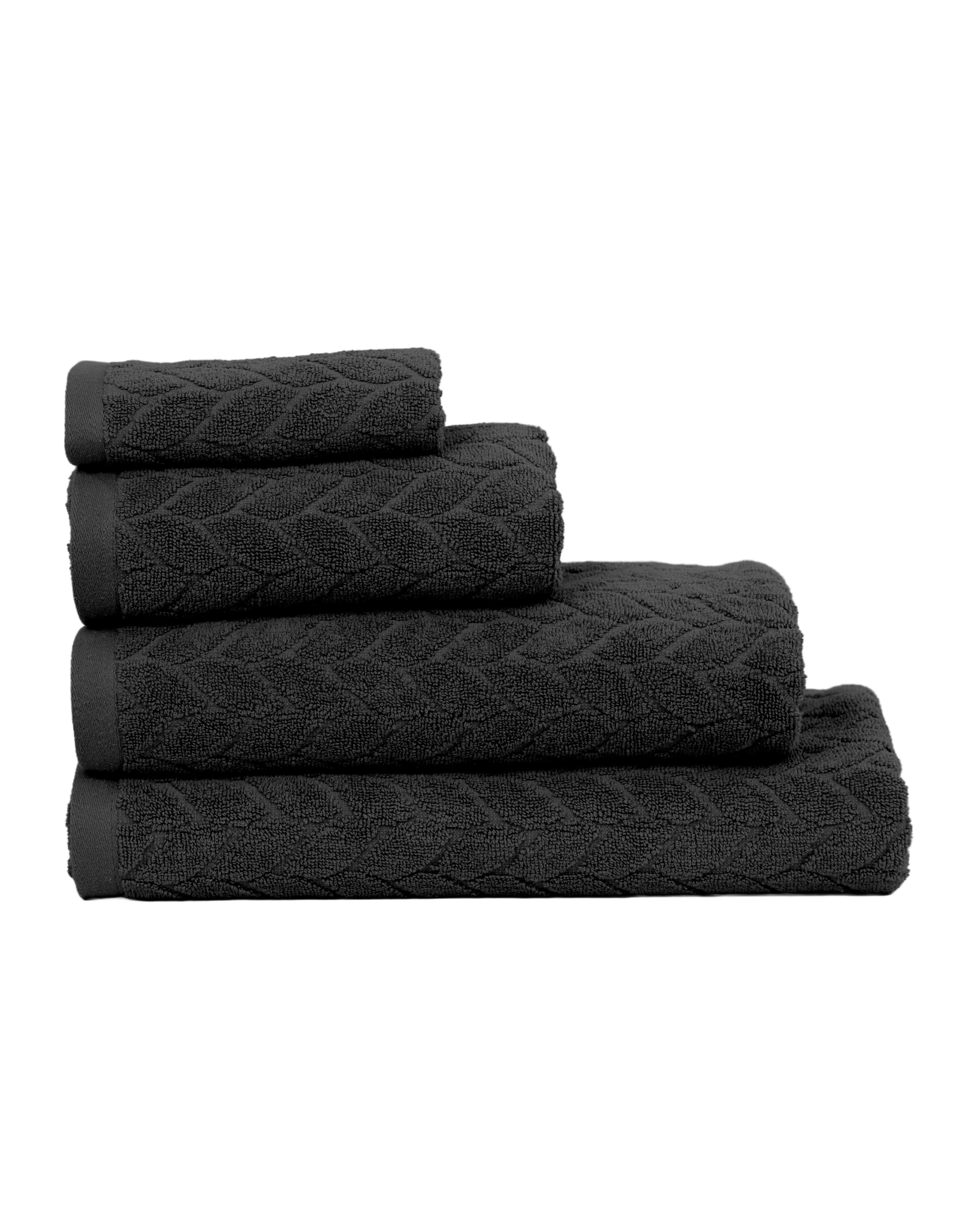 Grey Jacquard Leaf Cotton Hand Towel