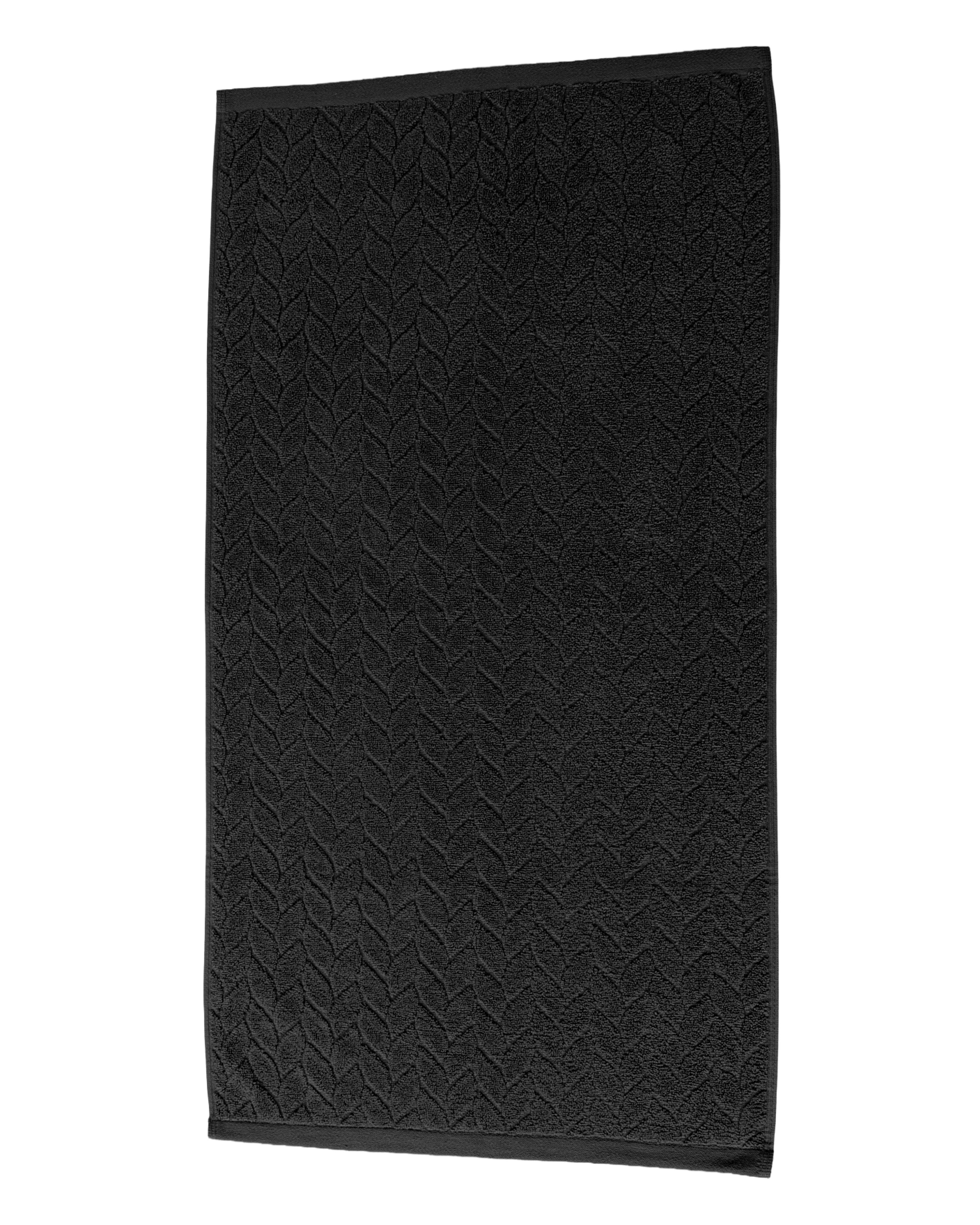 Grey Jacquard Leaf Cotton Hand Towel