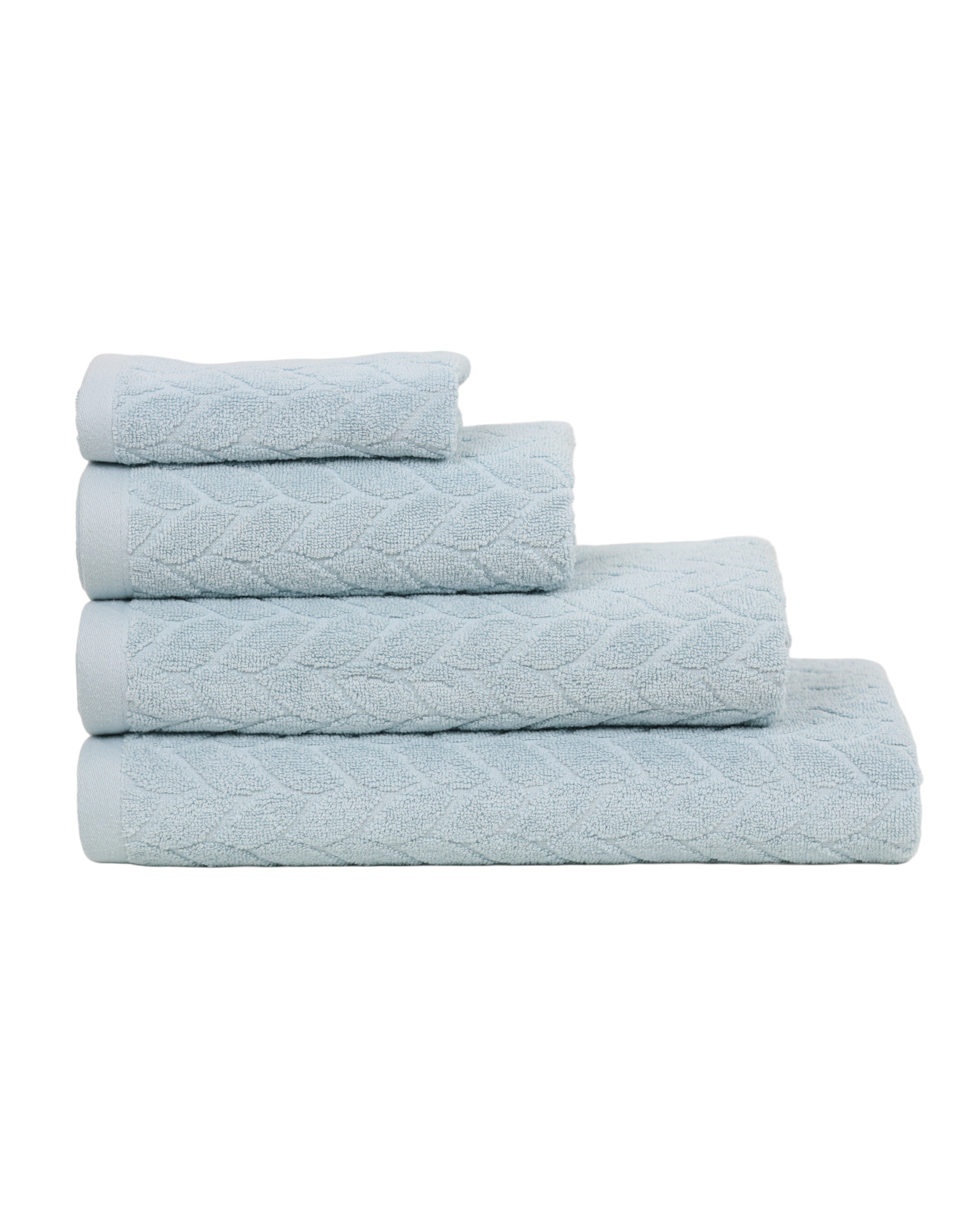 Duck Egg Jacquard Leaf Cotton Hand Towel
