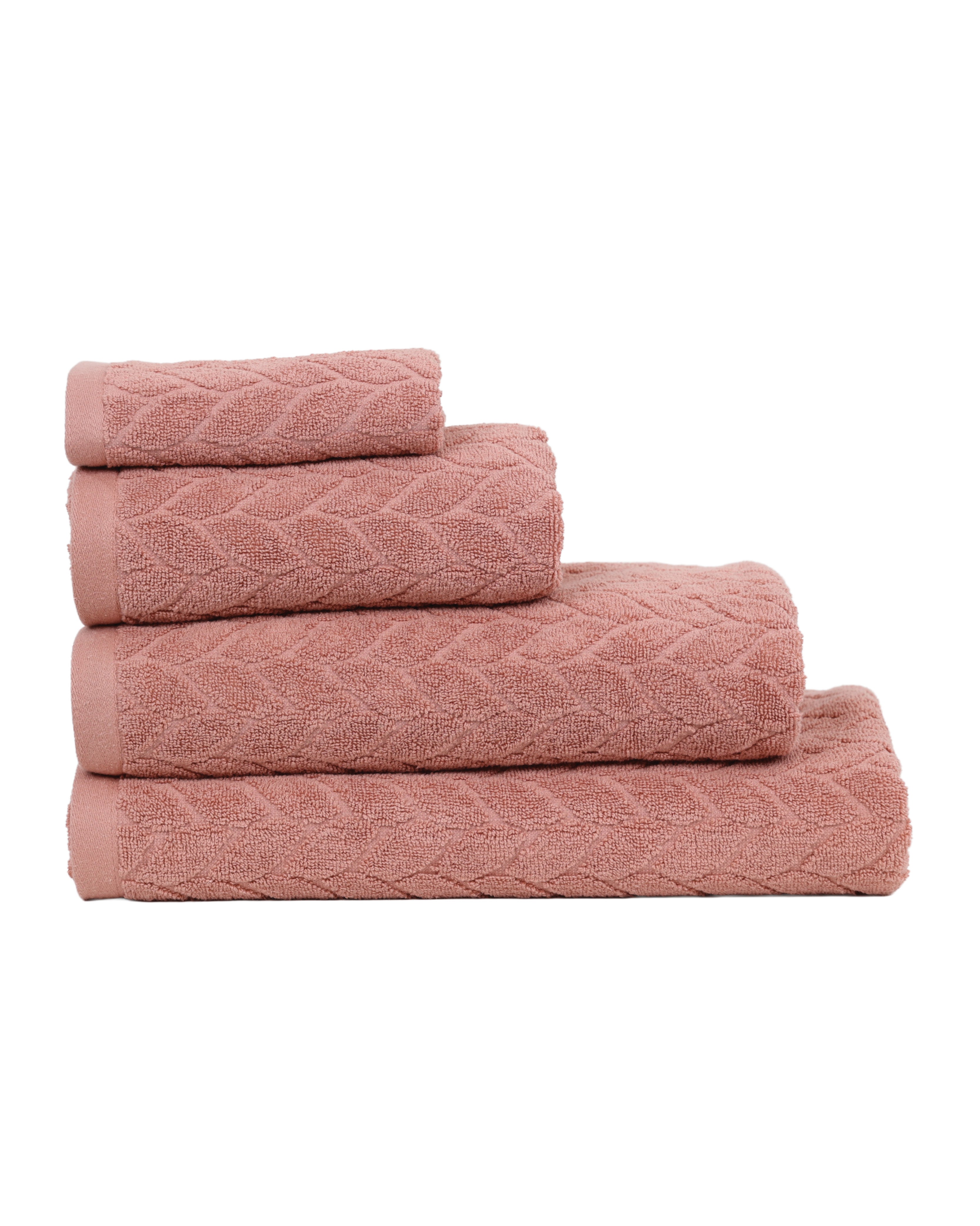 Blush Jacquard Leaf Cotton Bath Towel
