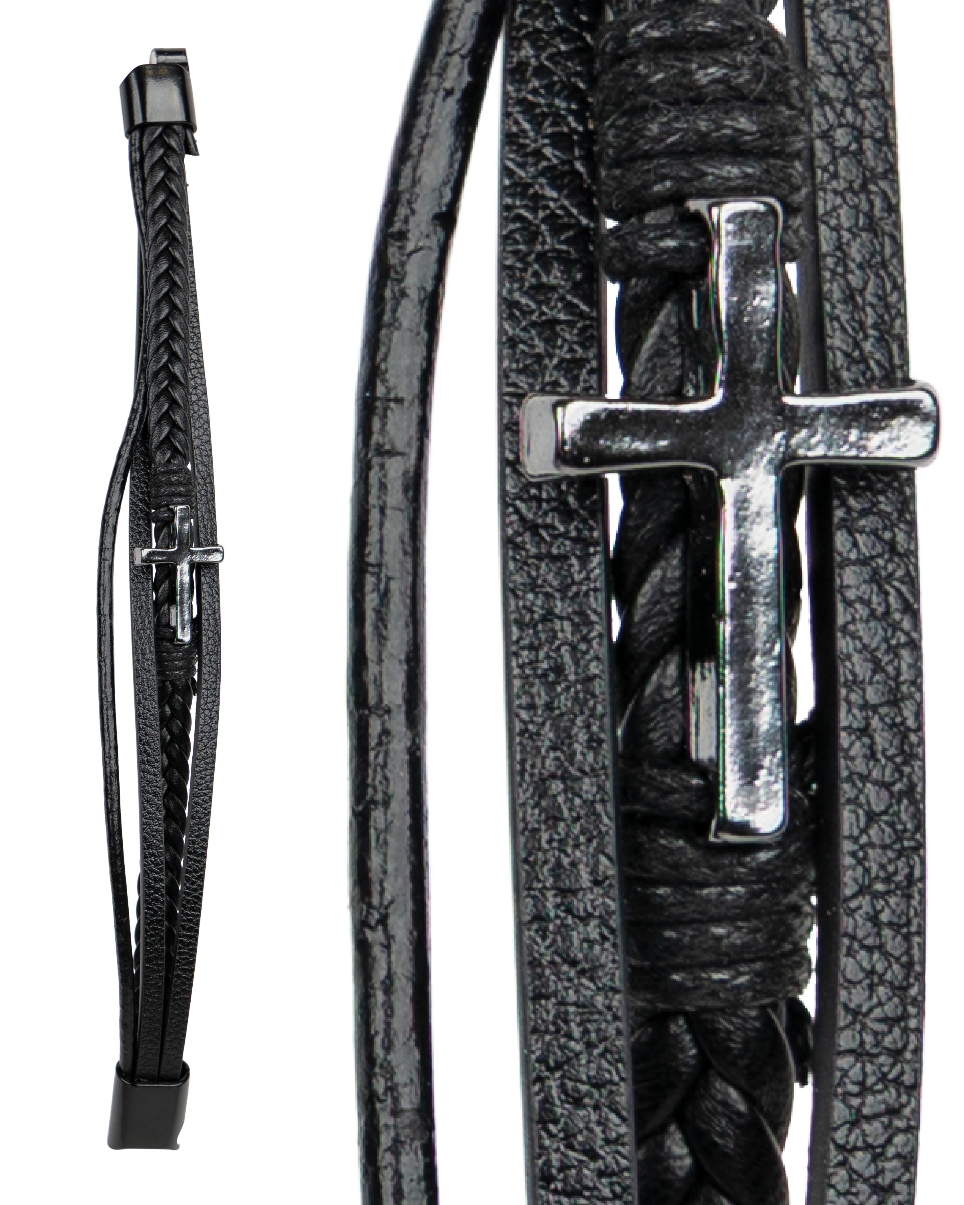 Men's Four String Cross Bracelet with Clip Closure