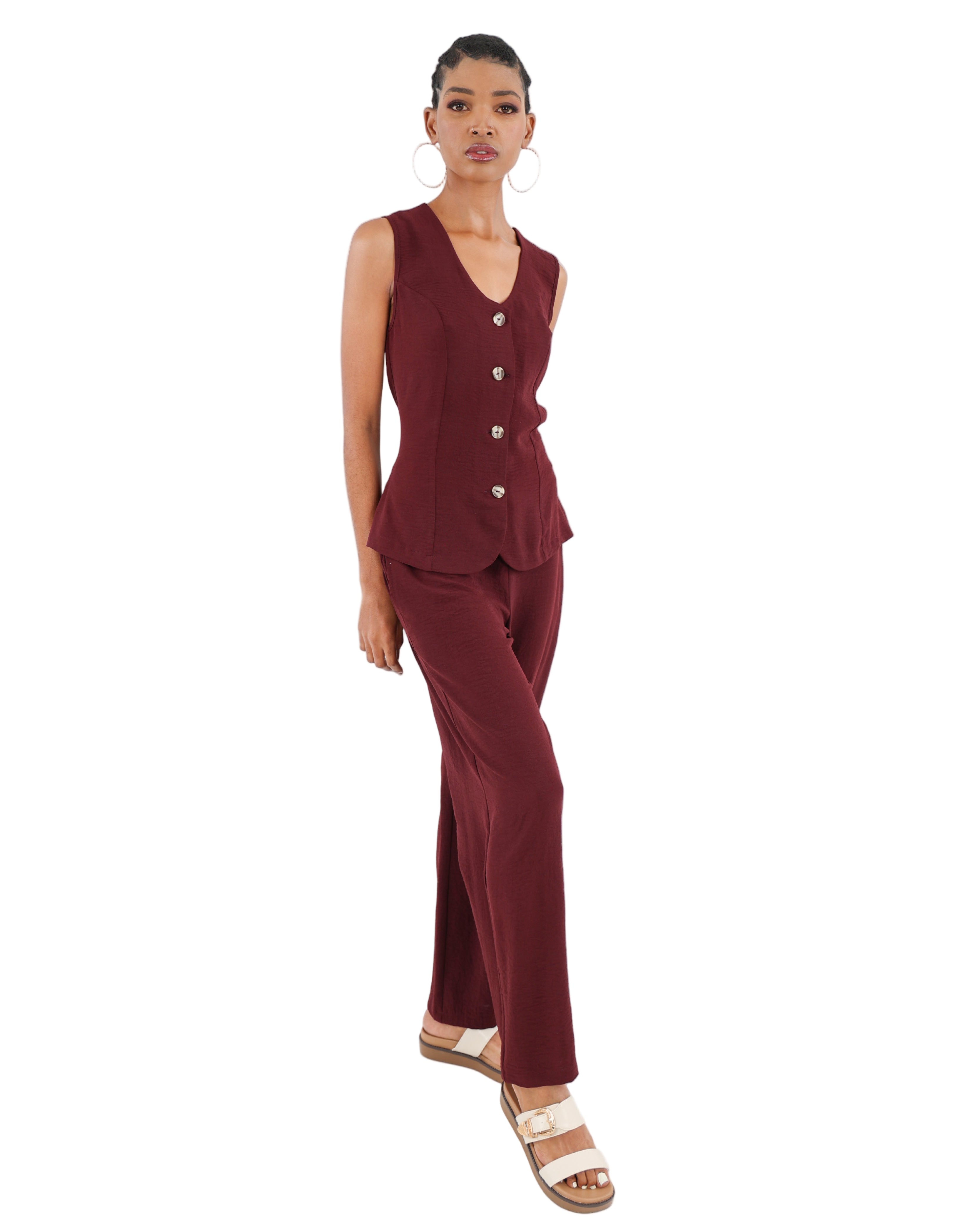 Wide Leg Culottes Pull Up Pants