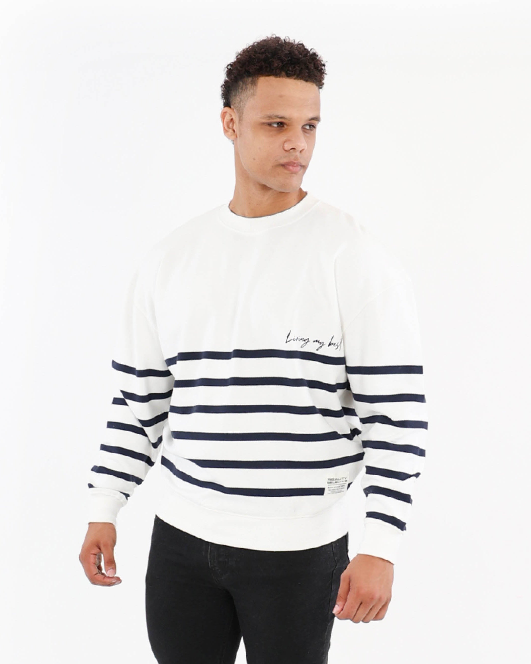 Stripe Living My Best Fleece Top