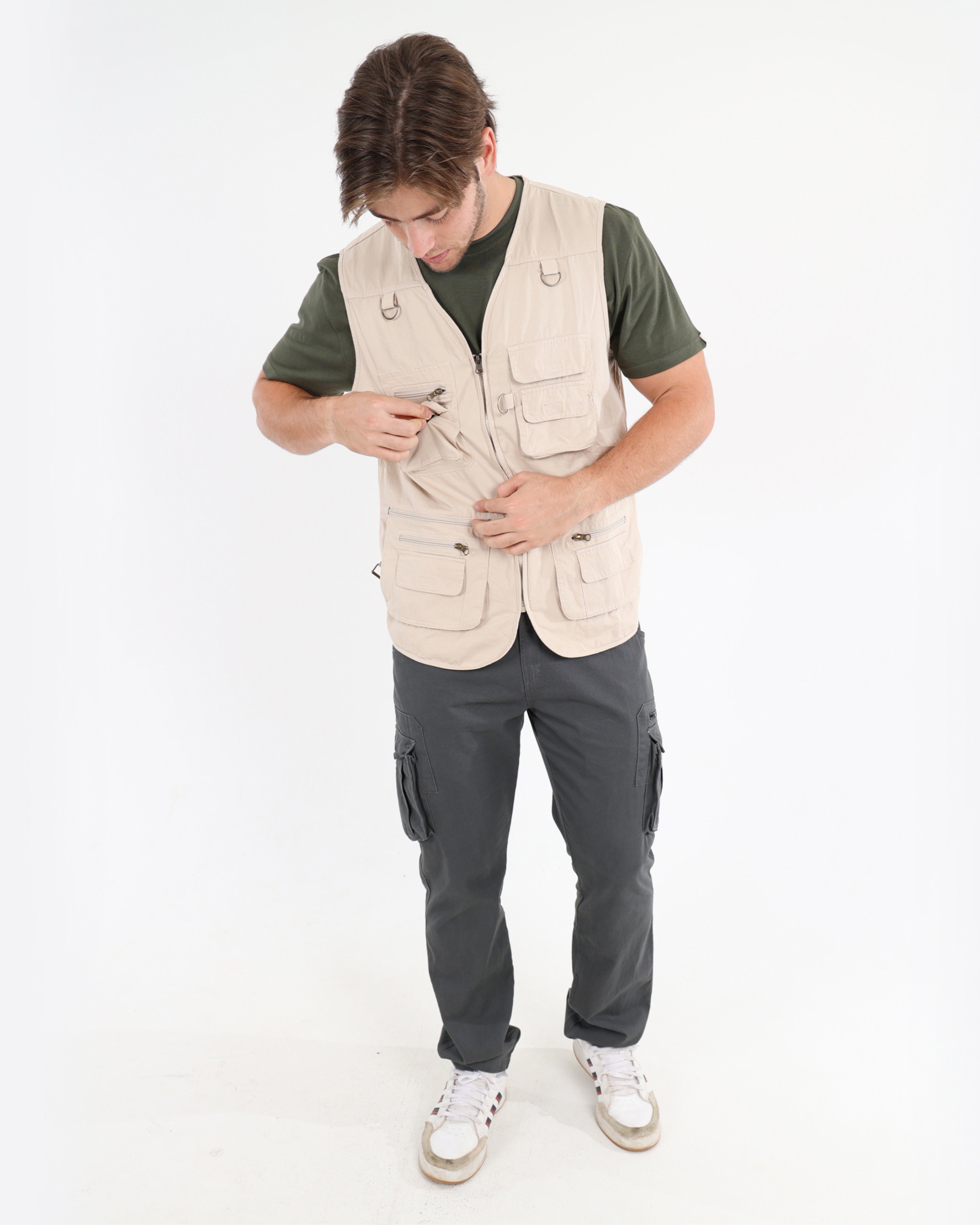 Okavango Sleeveless Stone Multi Pocket Fishing Jacket