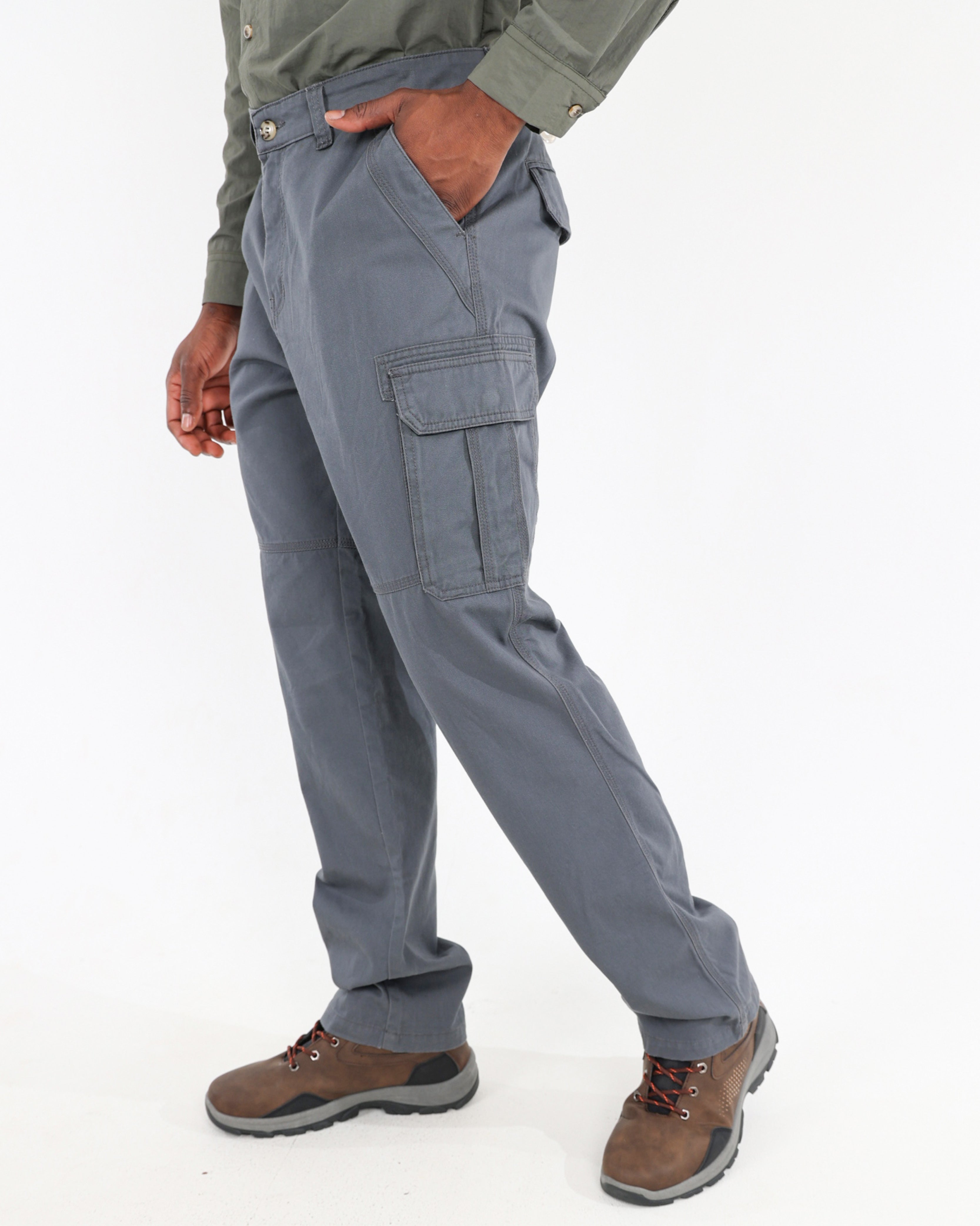 Okavango Grey Cotton Cargo Pants