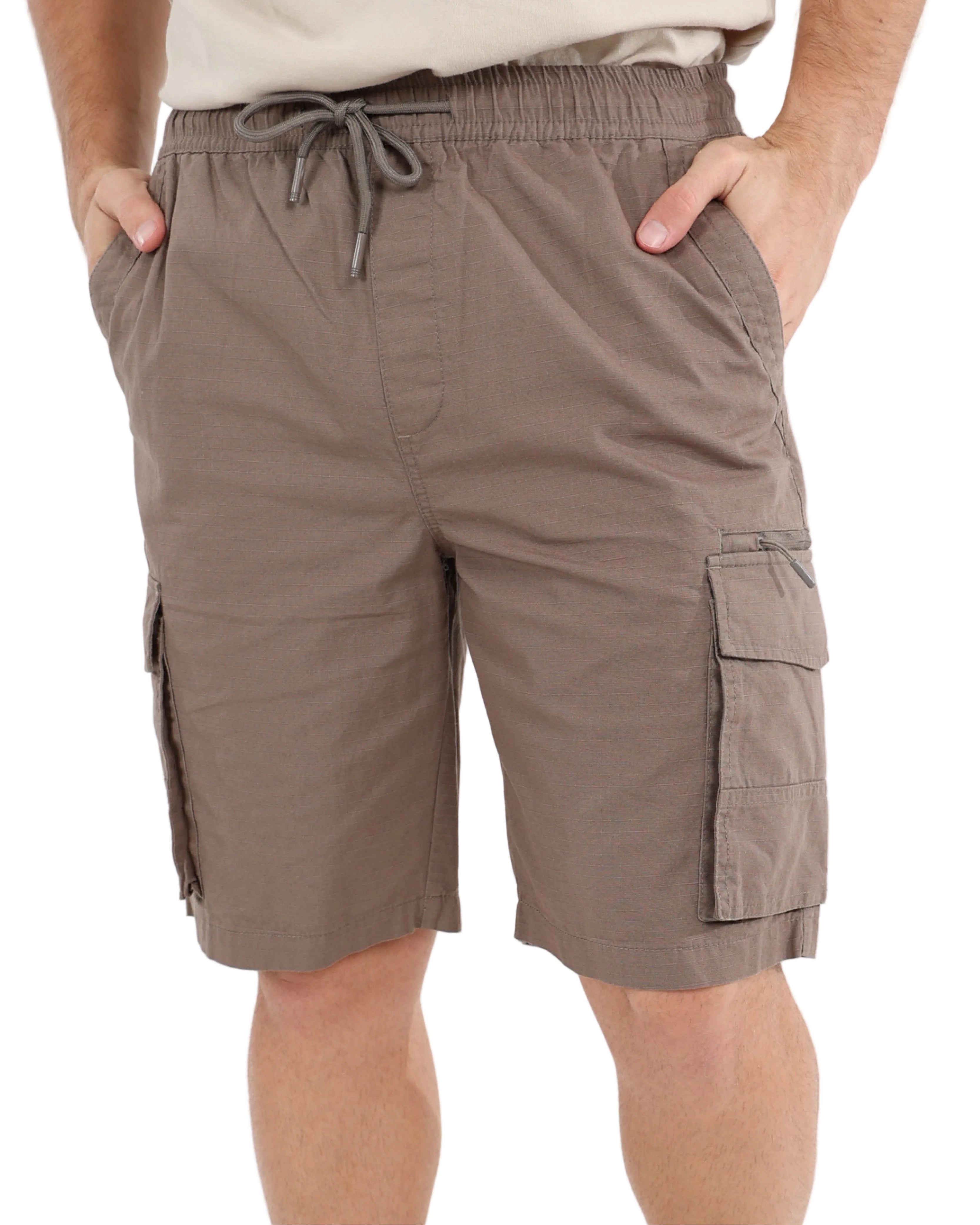 Outdoor Pull Up Taupe Cargo Shorts