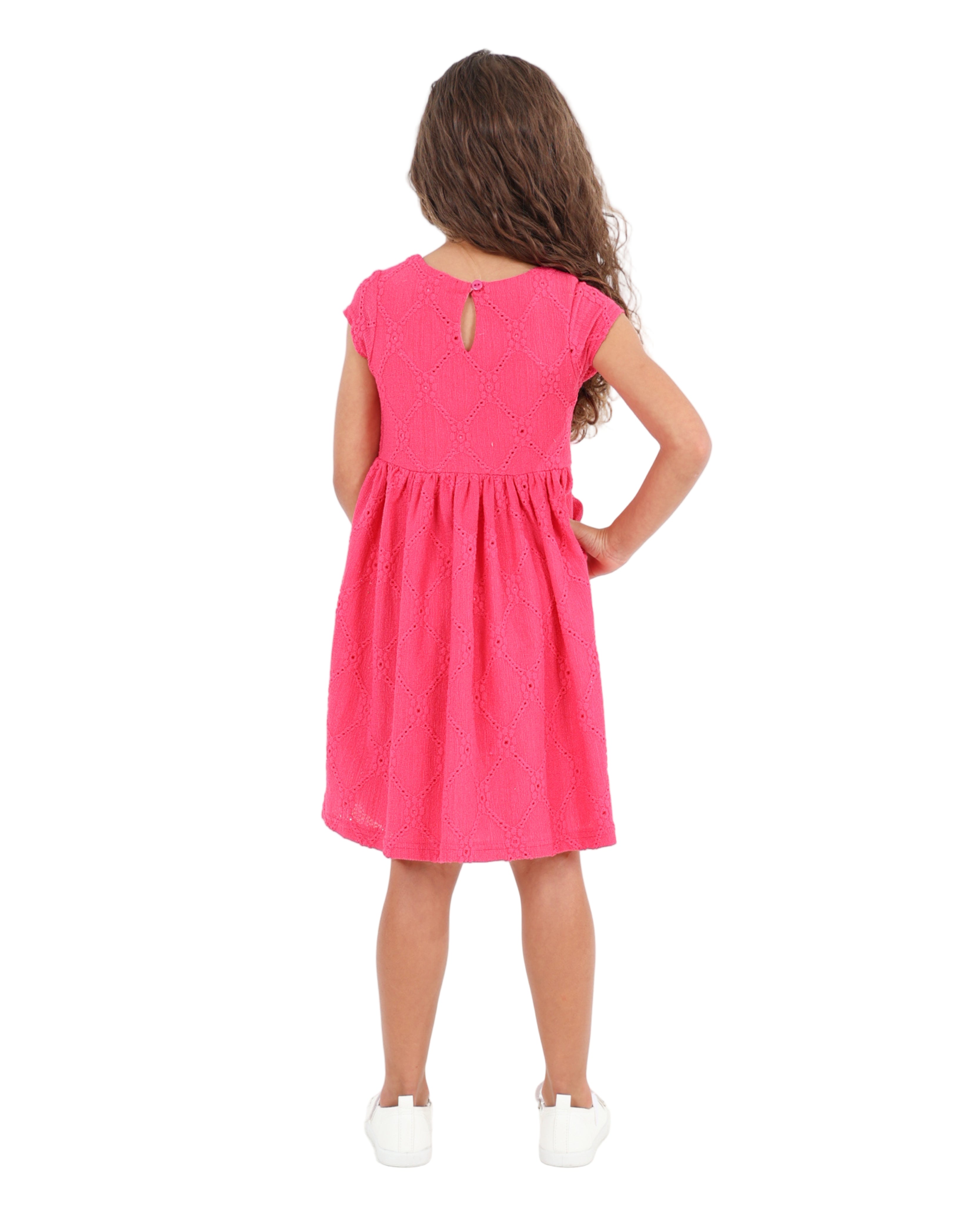 Short Sleeve Textured Knit Dress With A Front Tie